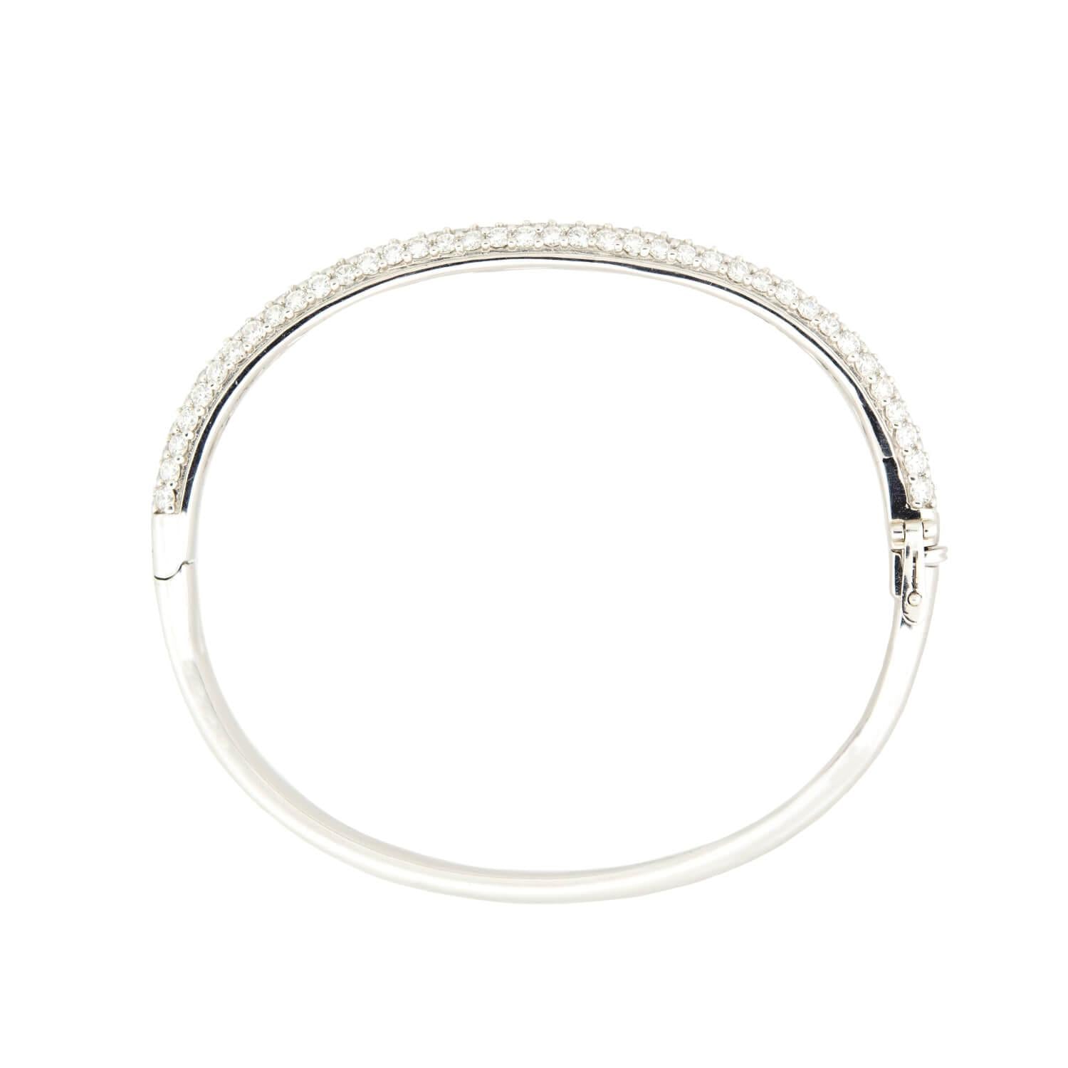 Estate Platinum Pave Diamond Bangle Bracelet for Women - Vintage Luxury Jewelry Gift for Anniversary, Wedding & Special Occasions