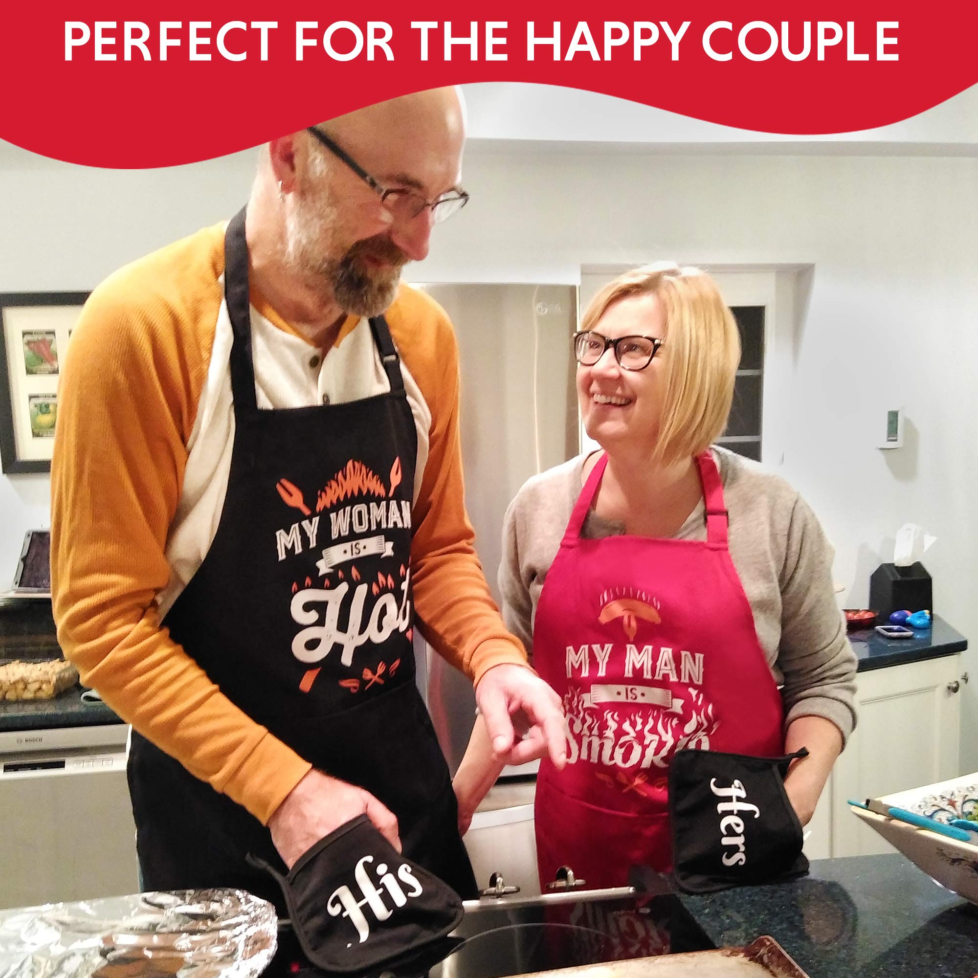 Romantic Wedding Gifts for Couples - His & Hers Potholders Set with Elegant Gift Box | Perfect for Anniversaries, Bridal Showers, Engagements & Newlyweds | Thoughtful Present for Bride & Groom | Great for Kitchen Decor & Couple Cooking Together