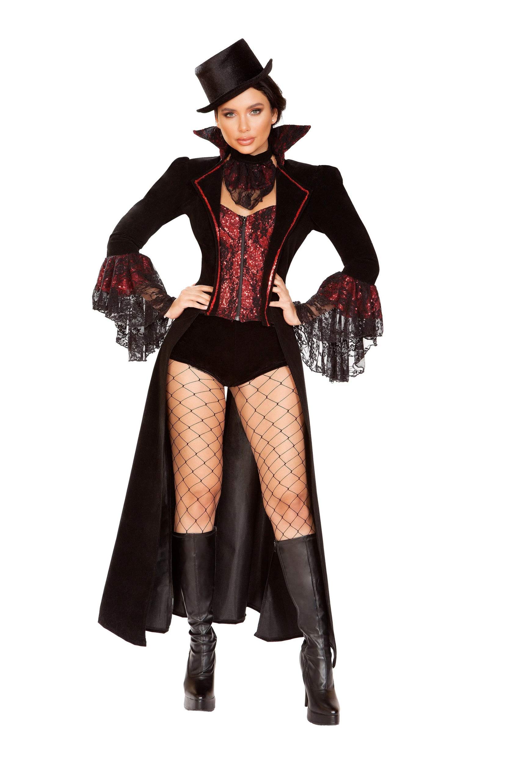 4-Piece Lusty Vampire Costume Set for Halloween, Cosplay & Themed Parties - Sexy Gothic Vampire Outfit for Women