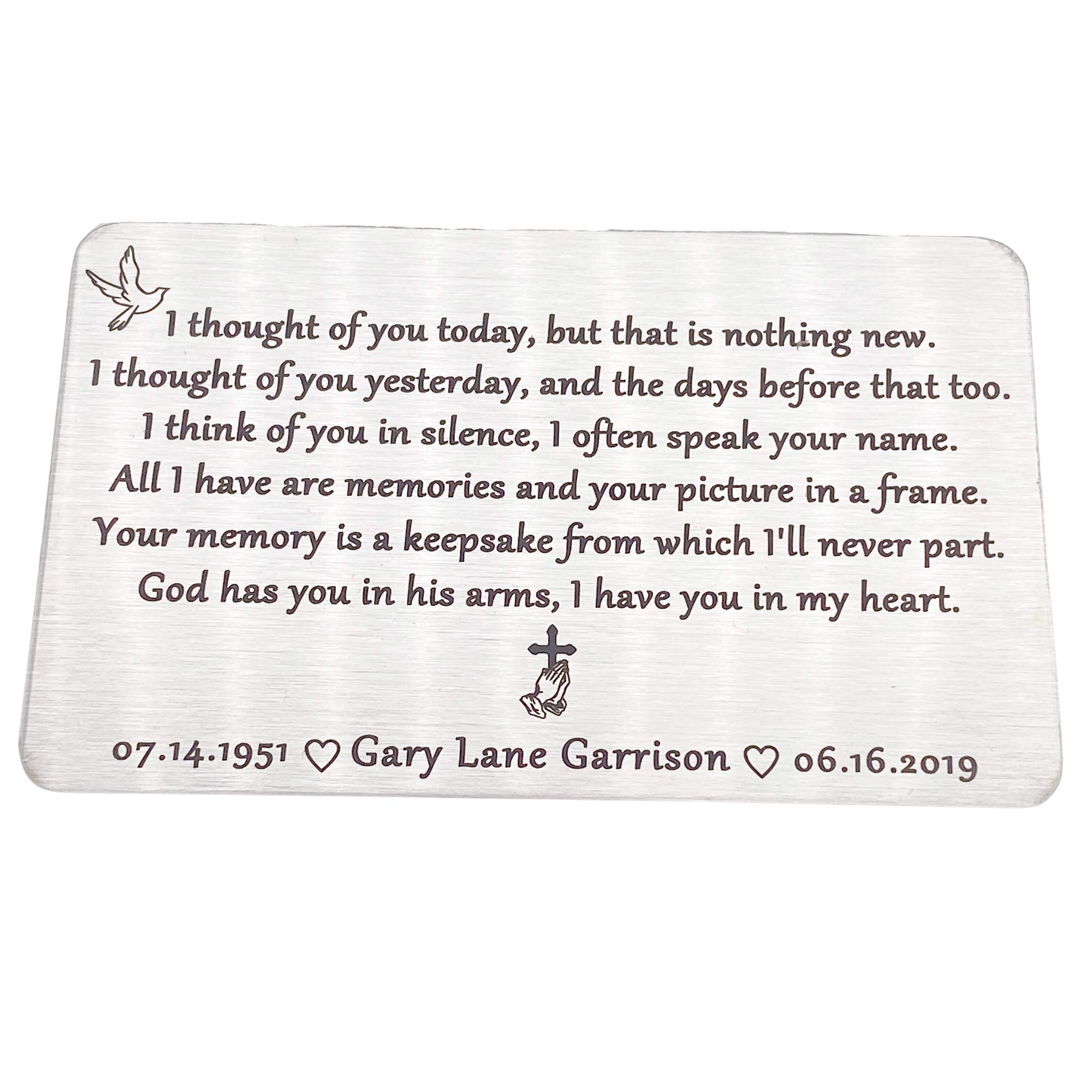 Personalized Silver Engraved Memorial Wallet Card - Custom Engraved Keepsake for Loved Ones | Thoughtful Sympathy Gift for Loss of Mother, Father, or Friend | Perfect for Remembrance, Funerals & Memorial Services