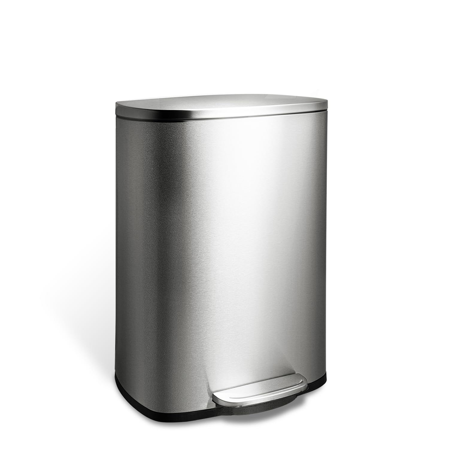 Ninestars SOT-50-8 Step On Trash Can 50L Large Stainless Steel Garbage Bin with Foot Pedal - Perfect for Kitchen, Office, Bathroom & Home Waste Disposal