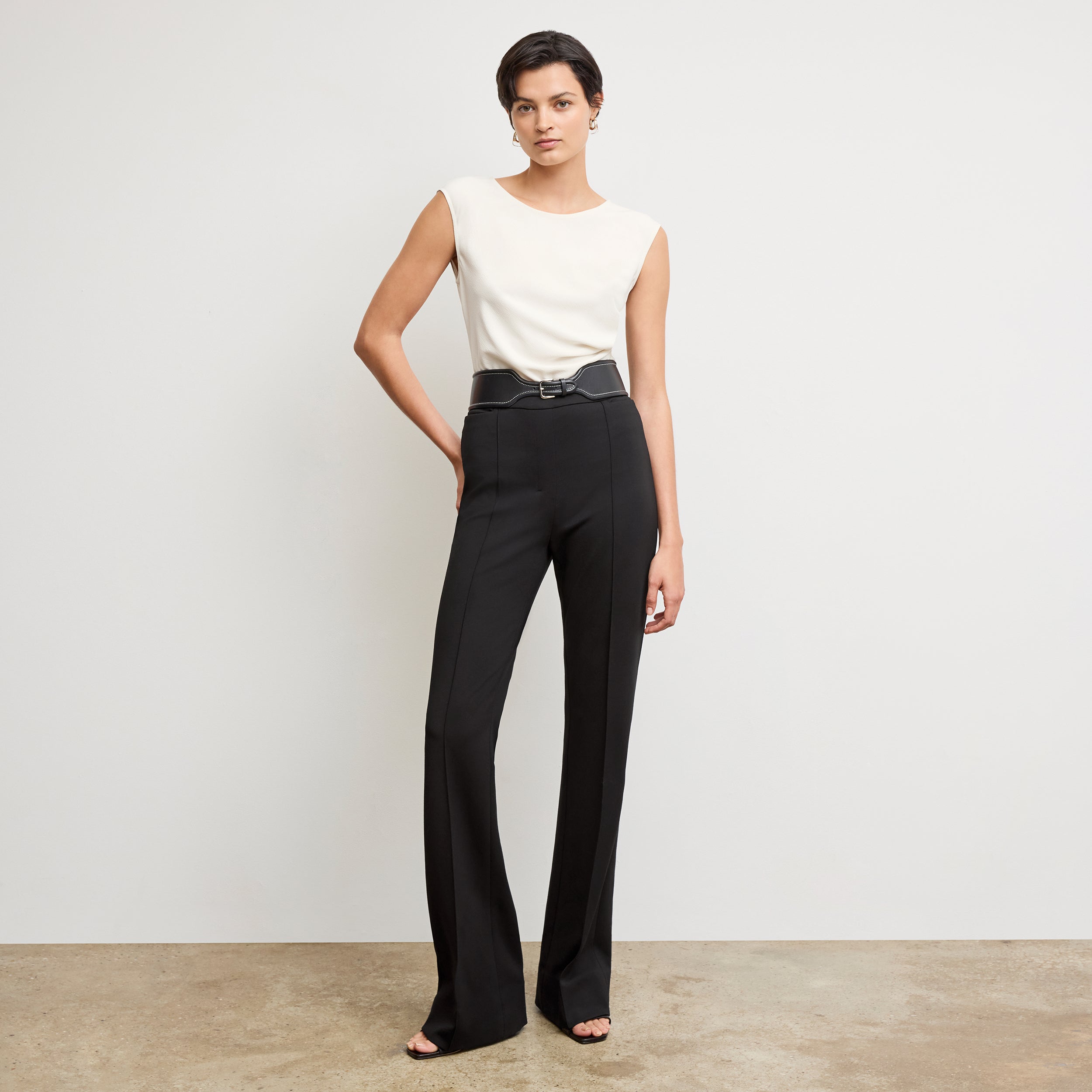 Stylish Hart Flare Trouser in Black Butter Ponte Fabric - Perfect for Work, Office & Casual Wear