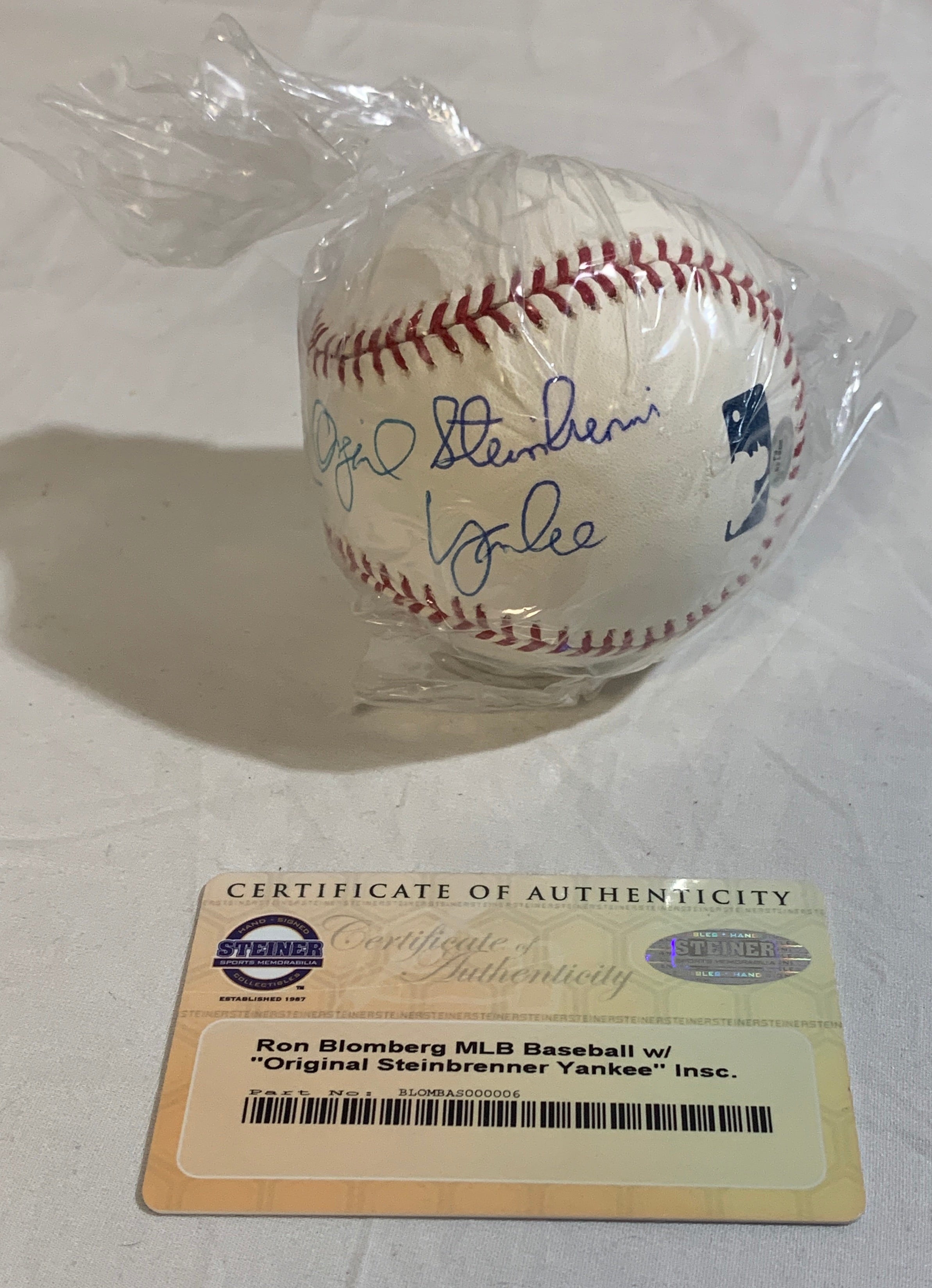 Authentic Ron Blomberg Autographed Baseball with Steinbrenner Yankees Inscription & COA - Perfect for Yankees Fans, Sports Memorabilia Collectors, and Baseball Enthusiasts