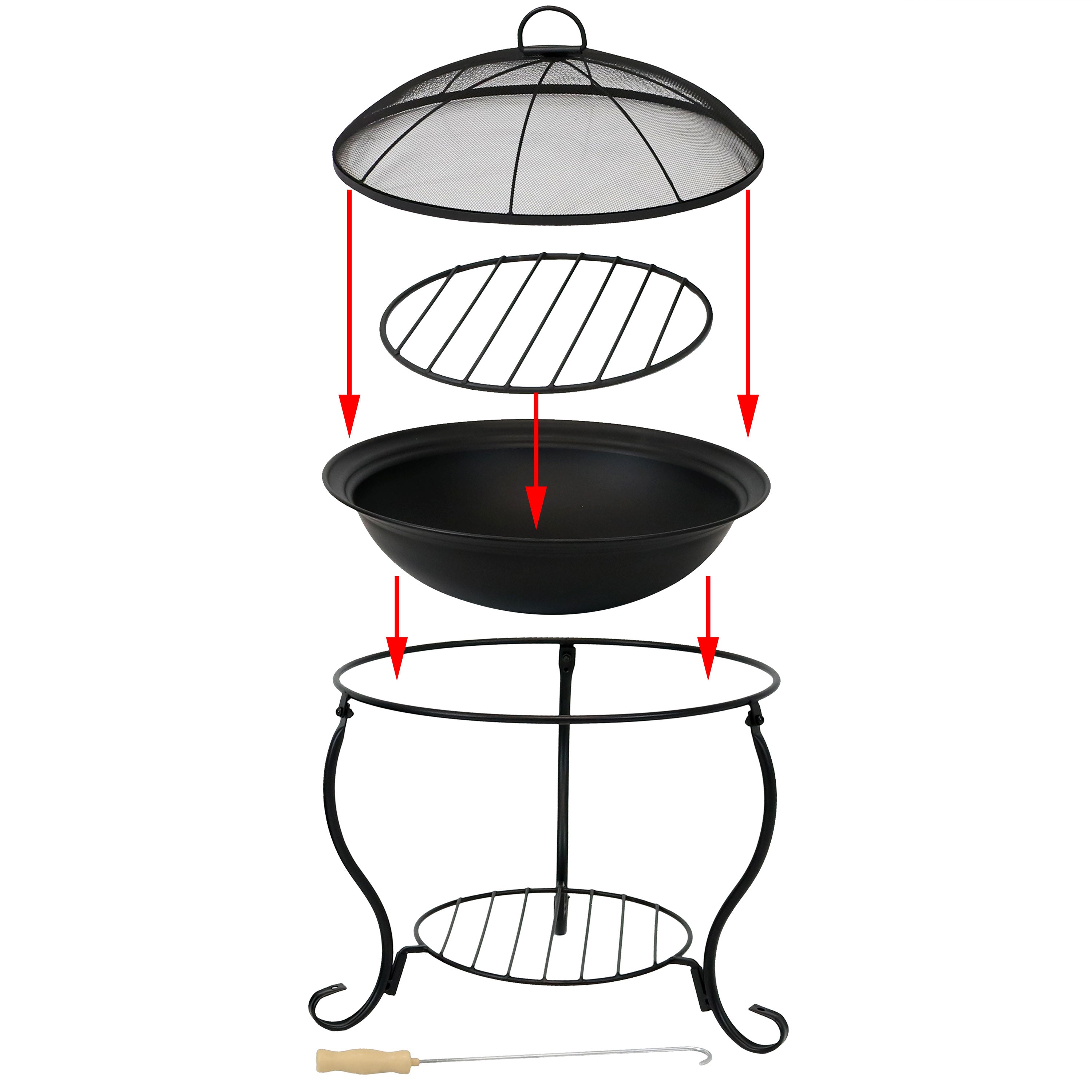 Sunnydaze Elegant Steel Fire Pit with Spark Screen - 18 Inch Outdoor Fire Pit for Backyard, Patio, Camping & Garden - Durable & Rust-Resistant Steel Fire Bowl with Safety Mesh Cover