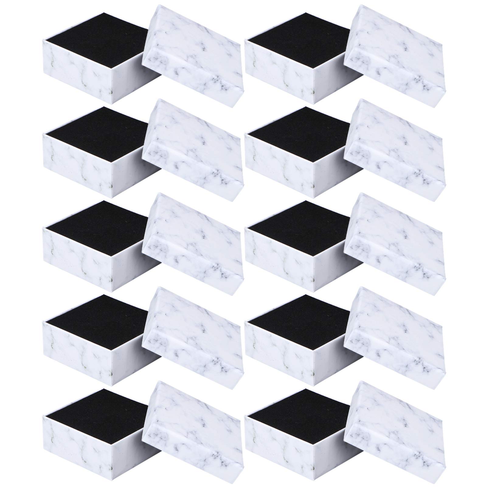 Cabilock Marble Jewelry Organizer Box - Square Cardboard Jewelry Storage Case for Women & Girls - Perfect for Rings, Necklaces, Earrings & Bracelets - Ideal for Travel, Gifts & Bedroom Vanity Organization