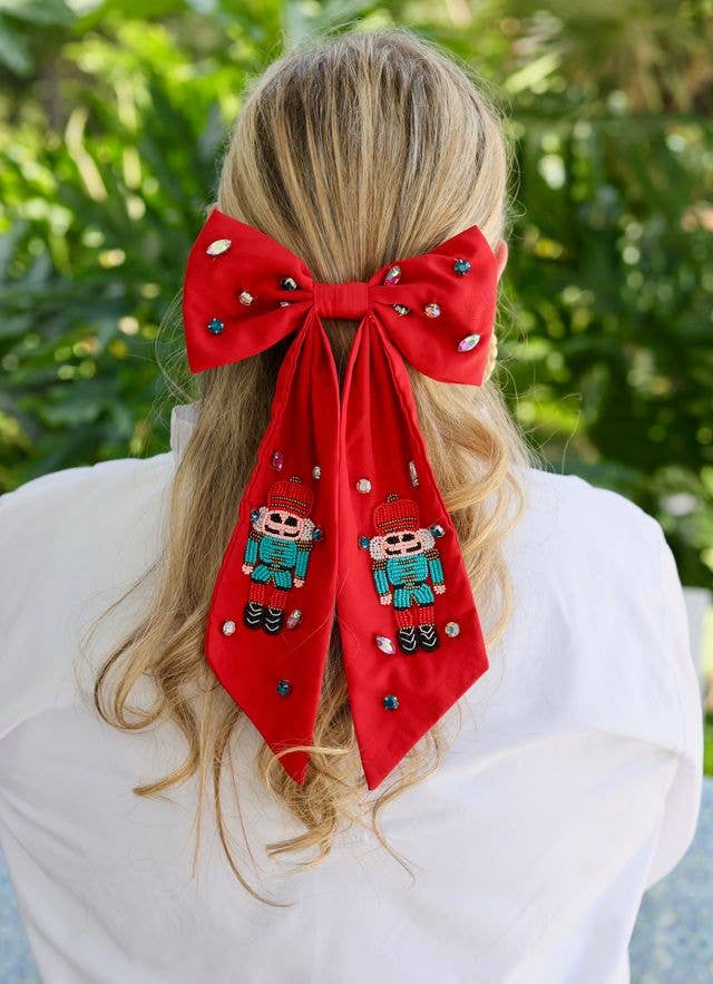 Elegant Nutcracker Hair Bow for Girls - Christmas Party Hair Accessories | Perfect for Holidays, School Plays & Festive Events
