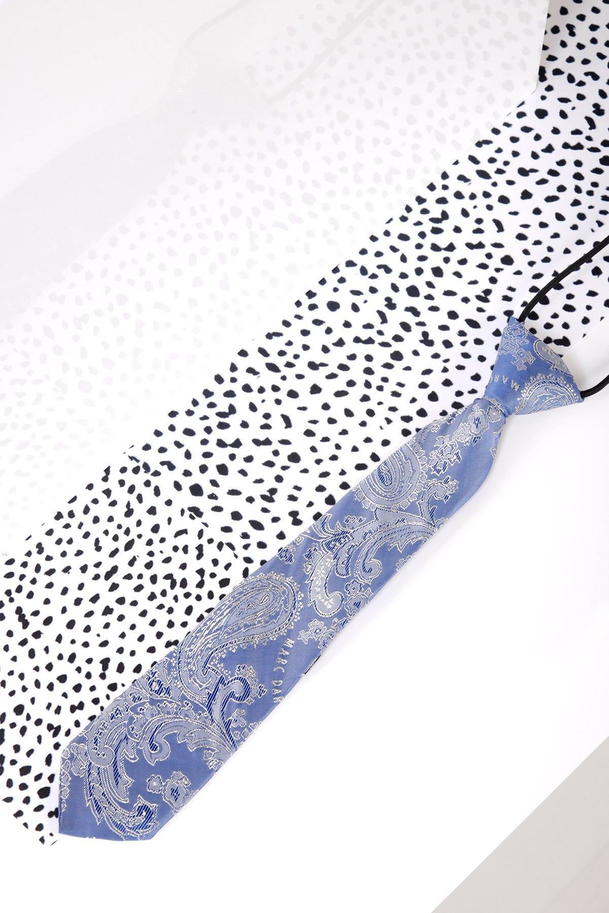 Kids' Sky Blue Paisley Print Necktie - Perfect for School Uniforms, Formal Events & Special Occasions