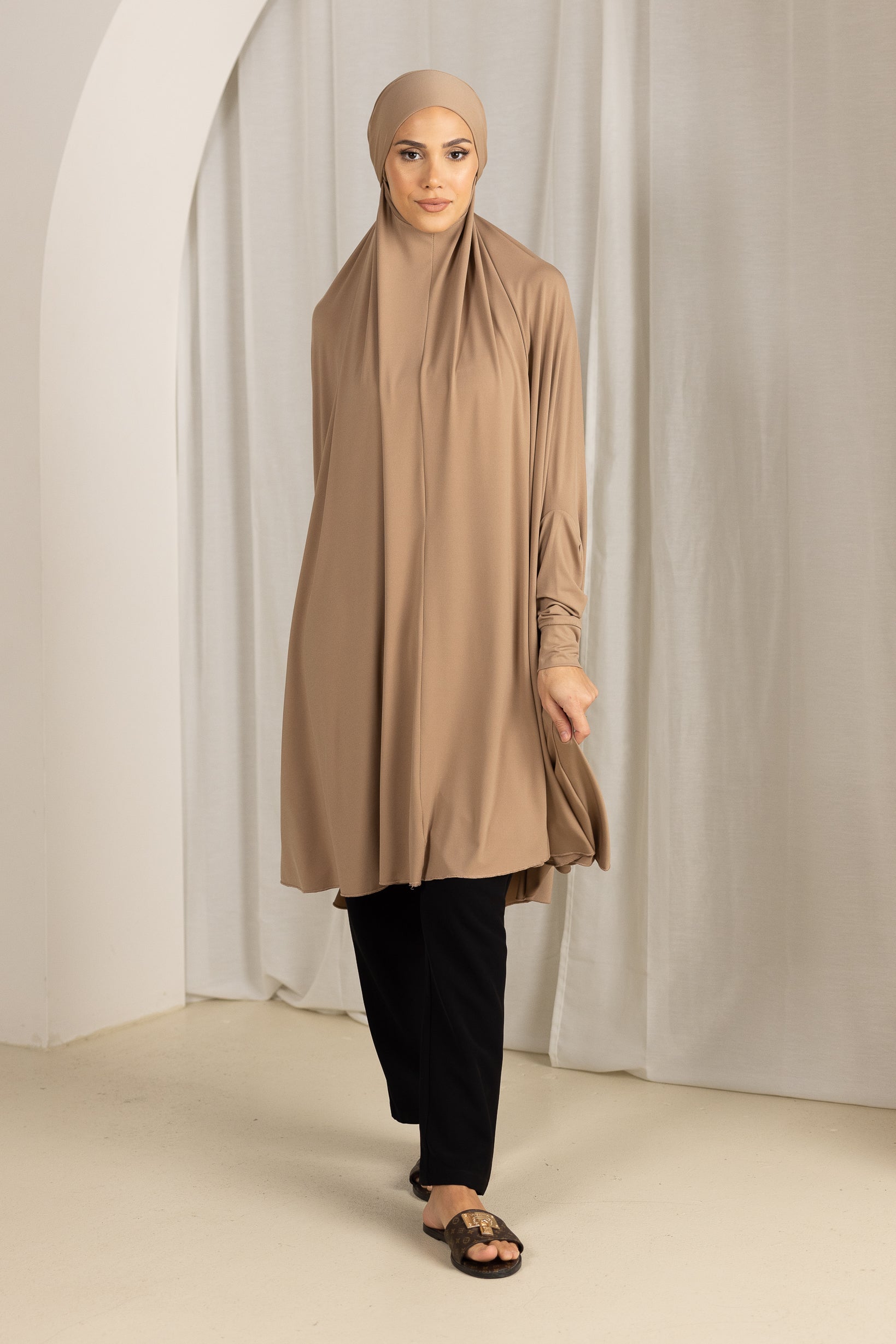 Tie Back Jilbab Sleeves in Shades of Brown - Modest Muslim Fashion for Women, Perfect for Prayer, Daily Wear & Special Occasions