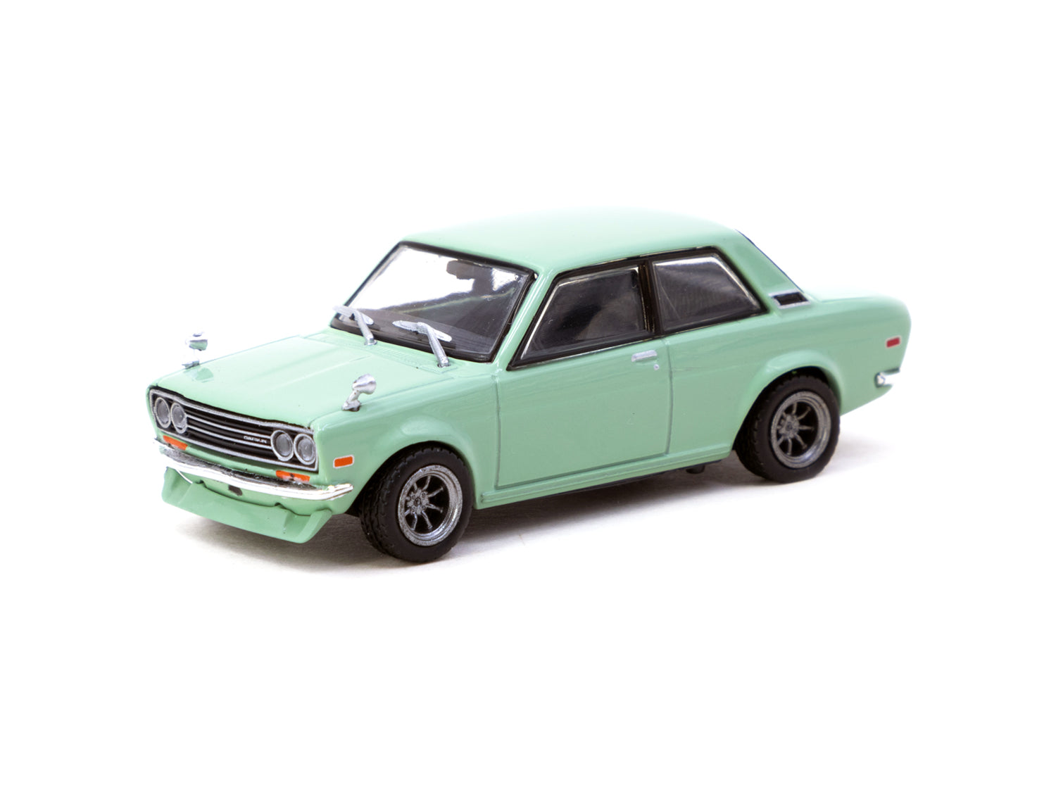 Tarmac Works 1/64 Scale Datsun 510 Diecast Model Car - Light Green - ROAD64 Series - Perfect for Collectors & Display - Ideal for Diorama, Racing Scenes & Toy Car Collections