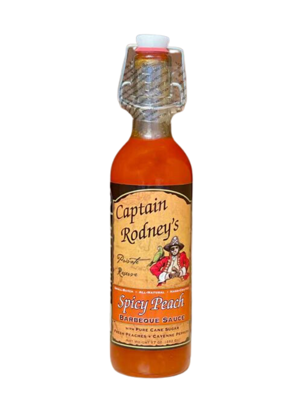 Captain Rodney’s Spicy Peach Barbecue Sauce - Sweet & Tangy Glaze for Grilling, BBQ, Wings & Ribs - Perfect for Summer Cookouts & Tailgating