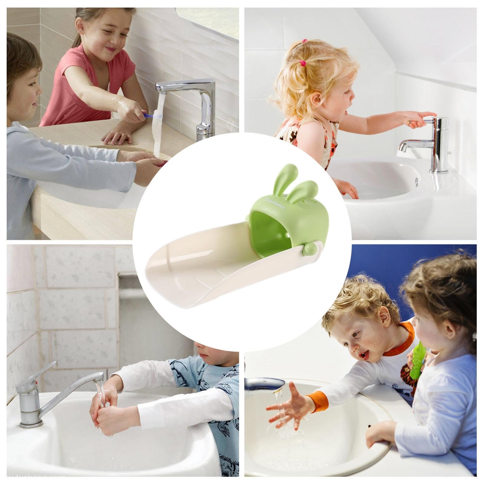 **Cartoon Silicone Bathtub Faucet Extender for Kids - Adjustable Sink Spout Cover, Hand Washing Helper for Toddlers & Children - Perfect for Bathroom Sink, Safe & Fun Hand Washing Experience**    *(Use Case: Ideal for teaching kids proper handwashing habits, making bath time easier, and preventing splashes in the bathroom sink.)*