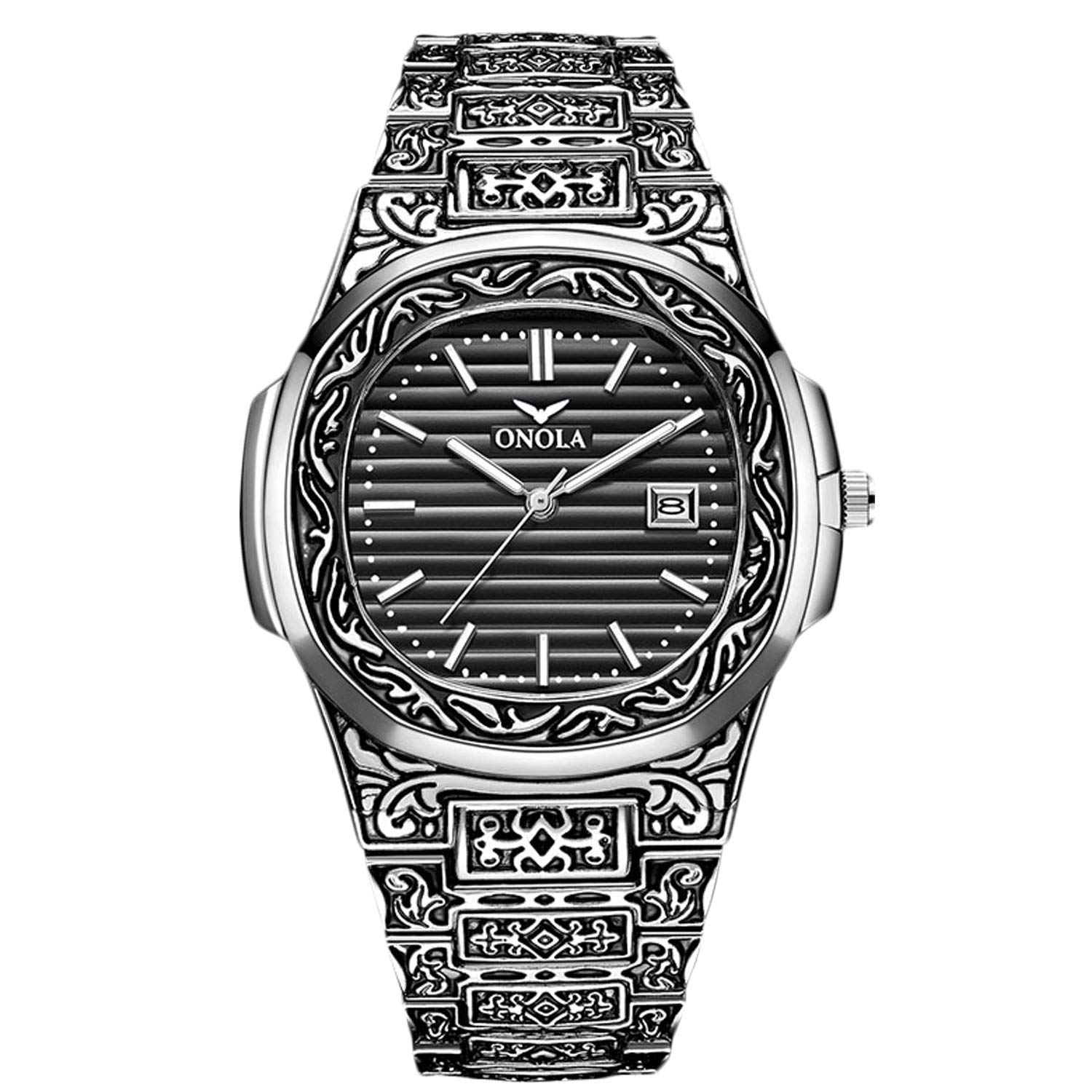 Vintage Men's Watch - Analog Quartz with Date & Stainless Steel Strap for Business & Casual Wear