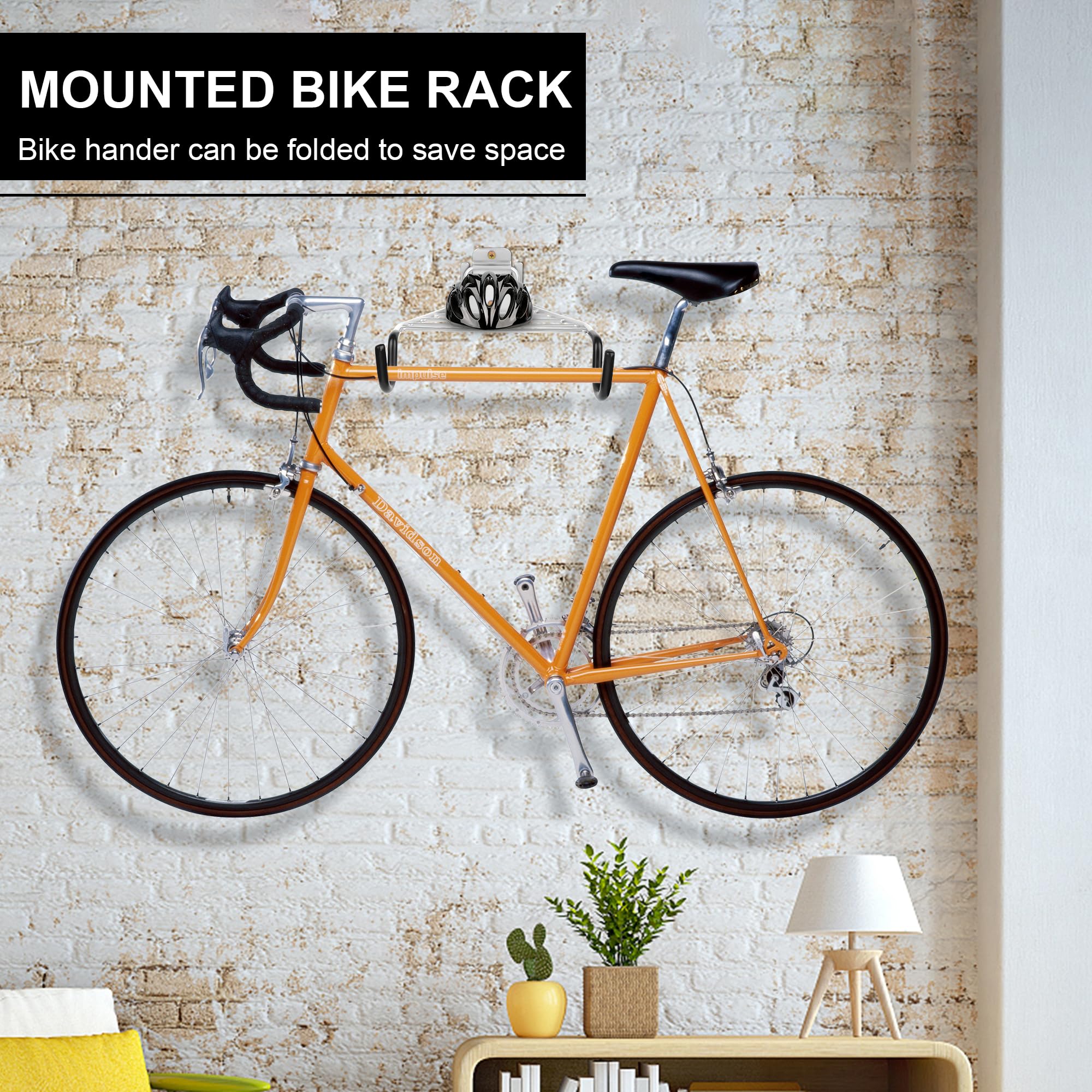 Wall Mount Bike Rack - Indoor Bicycle Storage Hook (Silver & Black) for Garage & Home