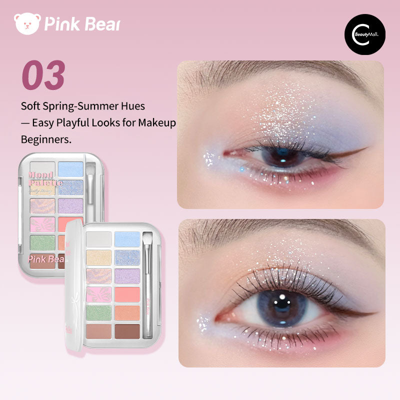 PinkBear 12 Color Eyeshadow Palette - Highly Pigmented, Long Lasting Makeup Kit for Day & Night Looks | Perfect for Parties, Weddings & Everyday Wear
