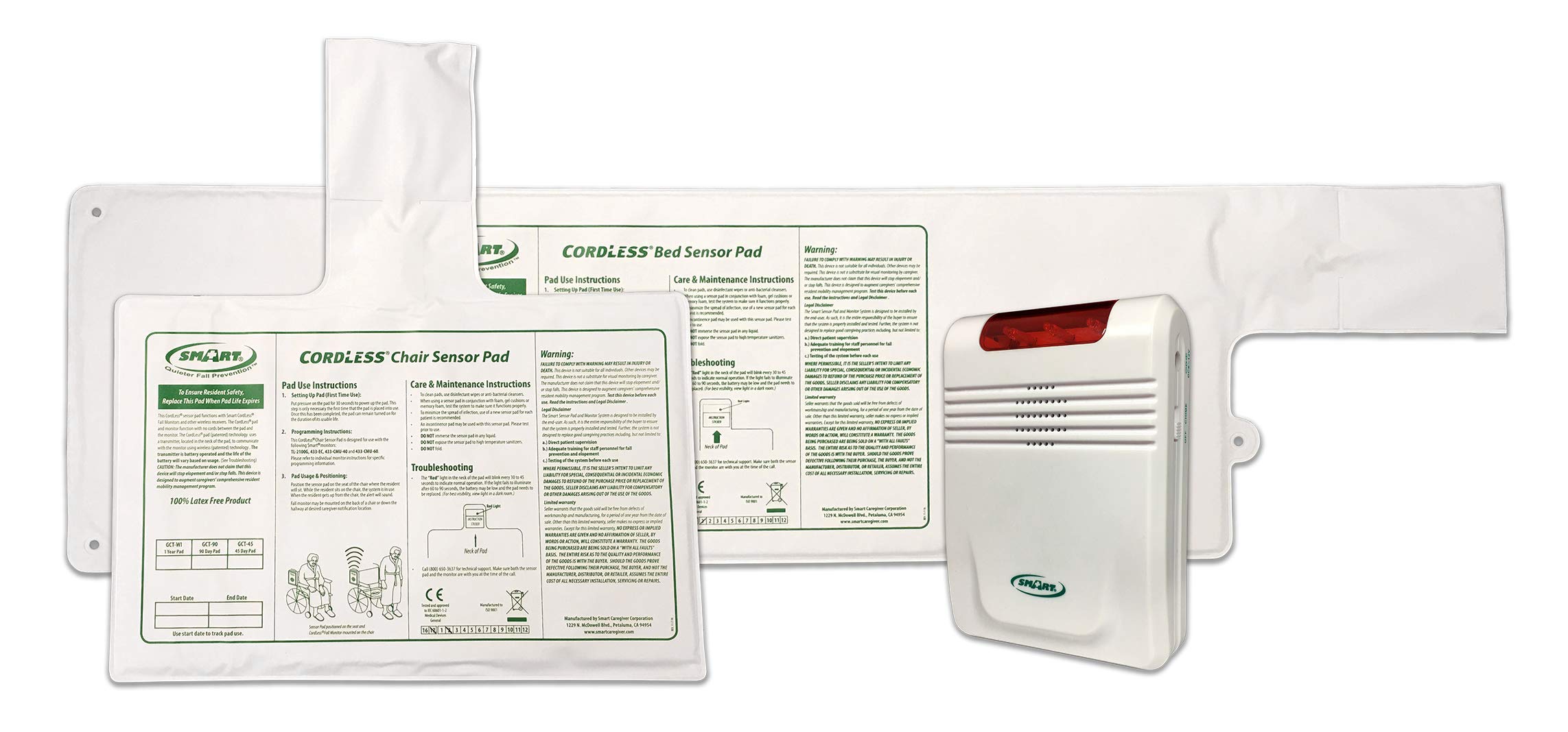 Wireless Health Monitor with Bed & Chair Sensor Pads - Easy-to-Use Caregiver Alert System for Elderly Safety & Fall Prevention | Ideal for Home Care, Nursing Homes & Assisted Living Facilities