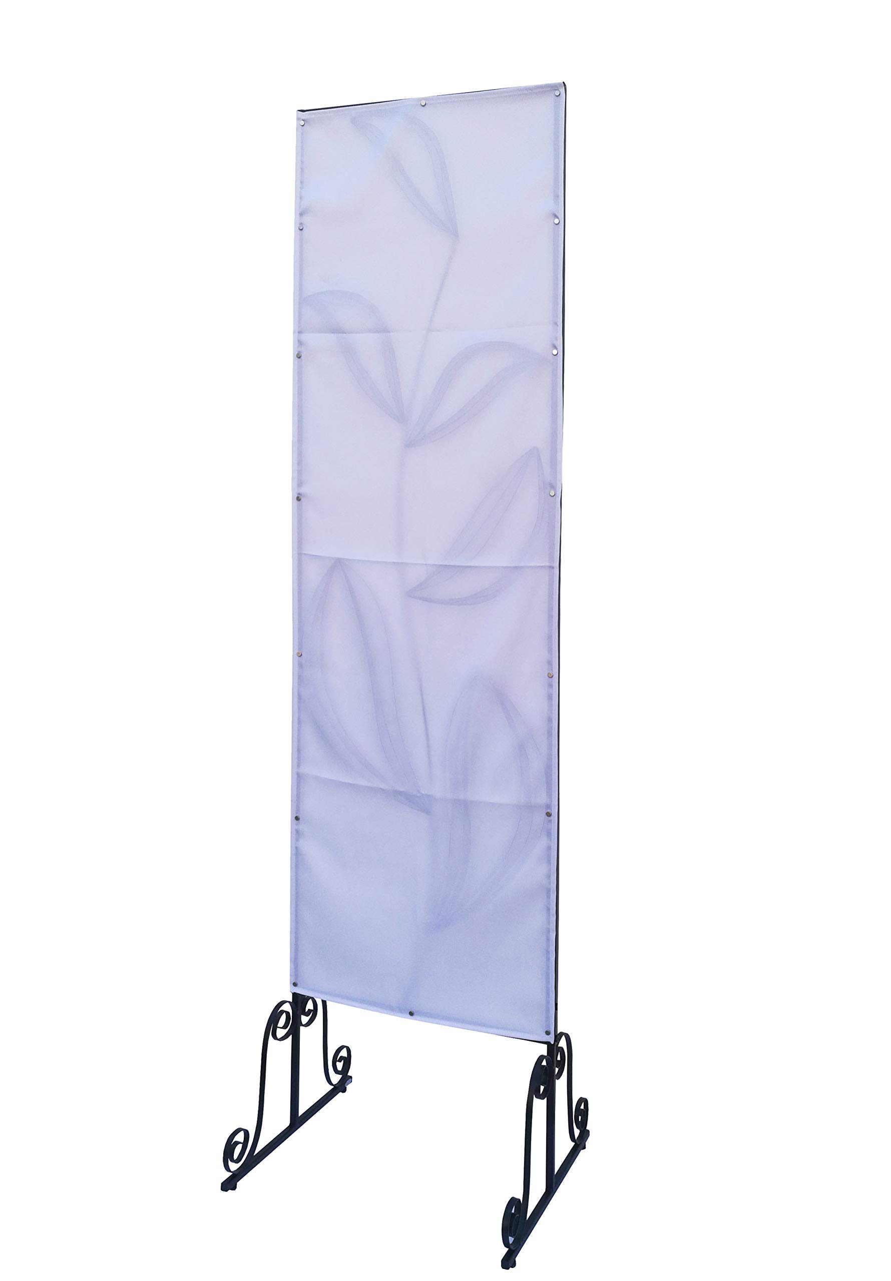 FixtureDisplays® 6-Panel White Flower Room Divider - Privacy Partition Screen with Straight Line Design for Home, Office & Events - Decorative Backdrop Wall Art (Model 10022-2D) | Perfect for Living Rooms, Wedding Decor & Studio Photography