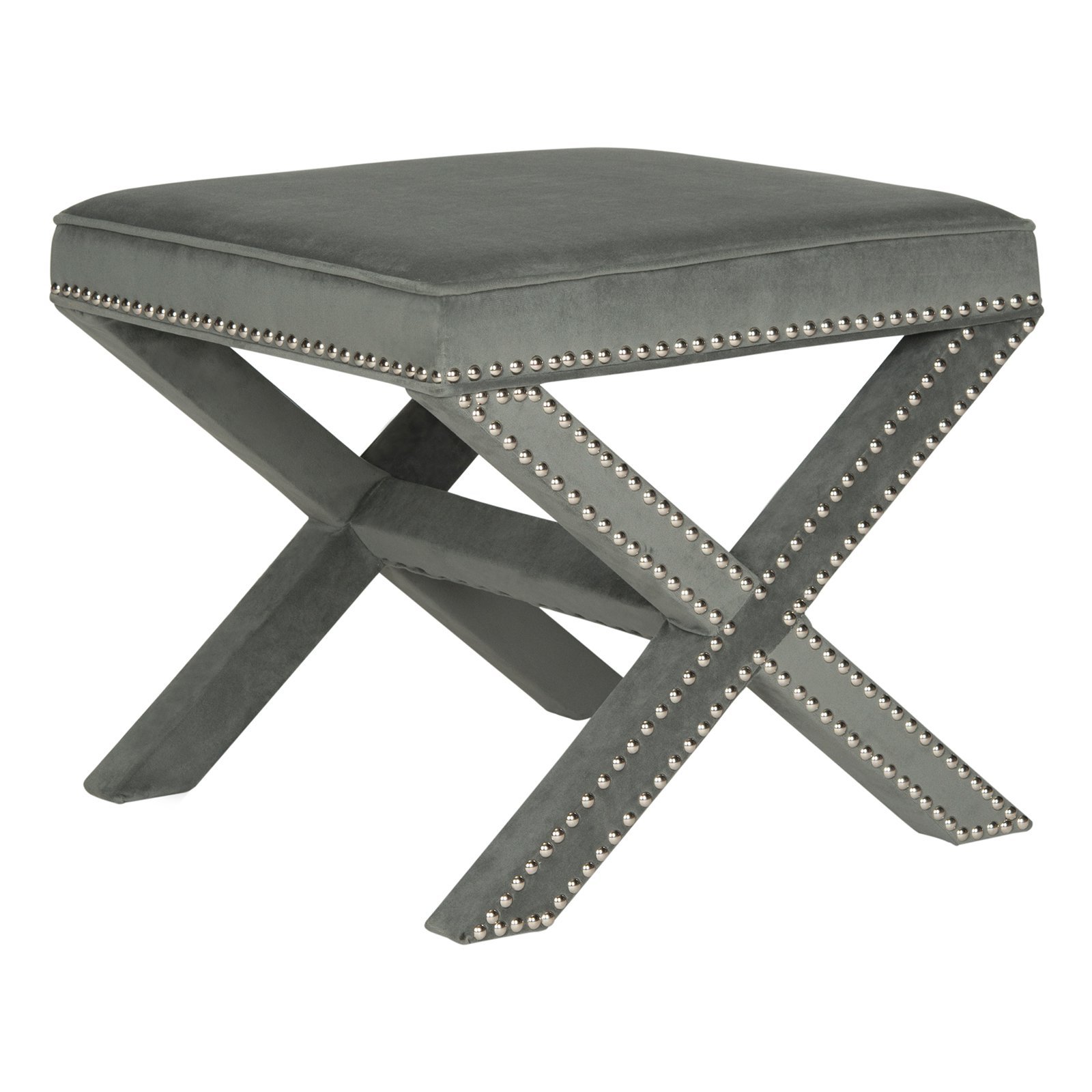Safavieh Mercer Collection Palmer Ottoman in Taupe - Stylish Footstool for Living Room, Bedroom & Home Decor