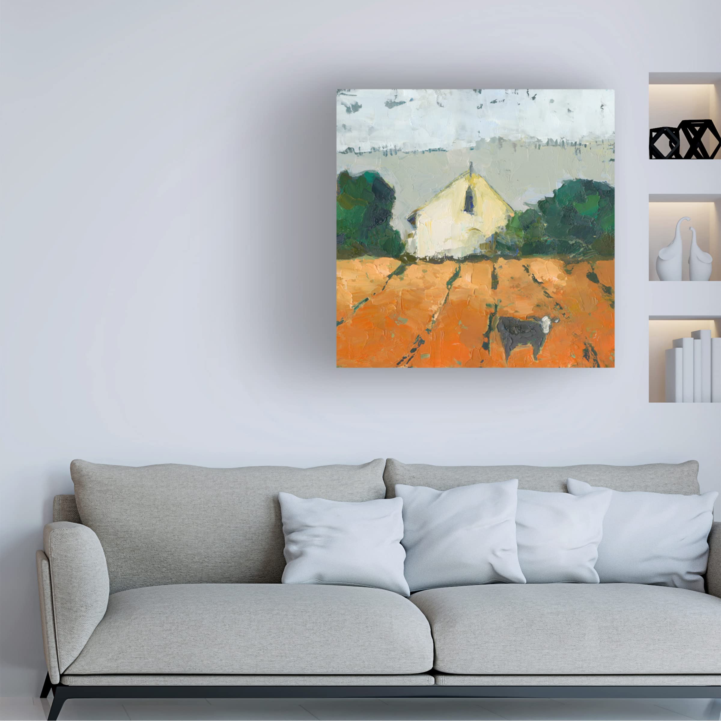 Trademark Fine Art 'Lengers Barn' Canvas Wall Art by Sue Jachimiec - Rustic Farmhouse Decor for Living Room, Bedroom & Office