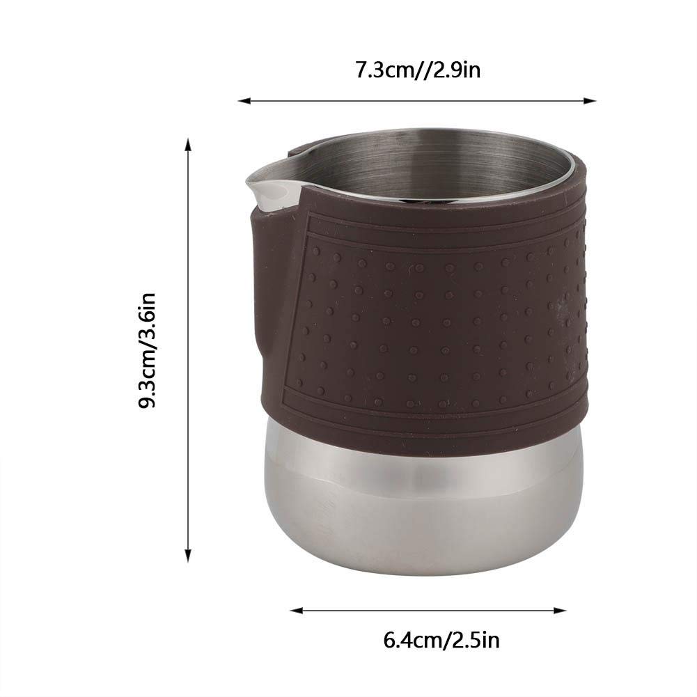 Stainless Steel Milk Frothing Pitcher 300ml with Silicone Cover - Professional Coffee Steaming Pitcher for Latte Art, Cappuccino & Hot Chocolate - Perfect for Home Baristas & Coffee Shops