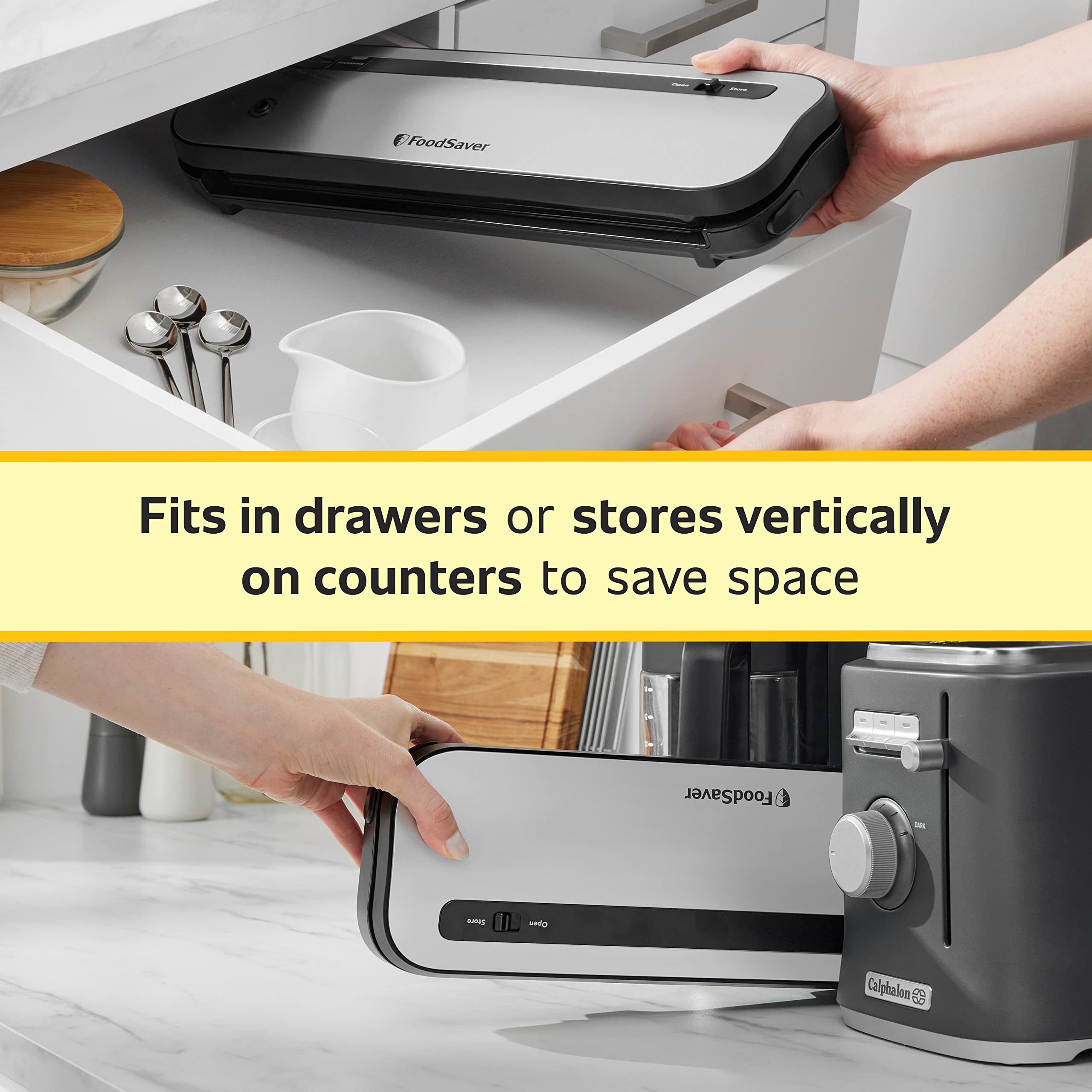 FoodSaver Compact Vacuum Sealer Machine with Bags & Rolls - Perfect for Meal Prep, Sous Vide & Food Storage | Space-Saving Kitchen Appliance