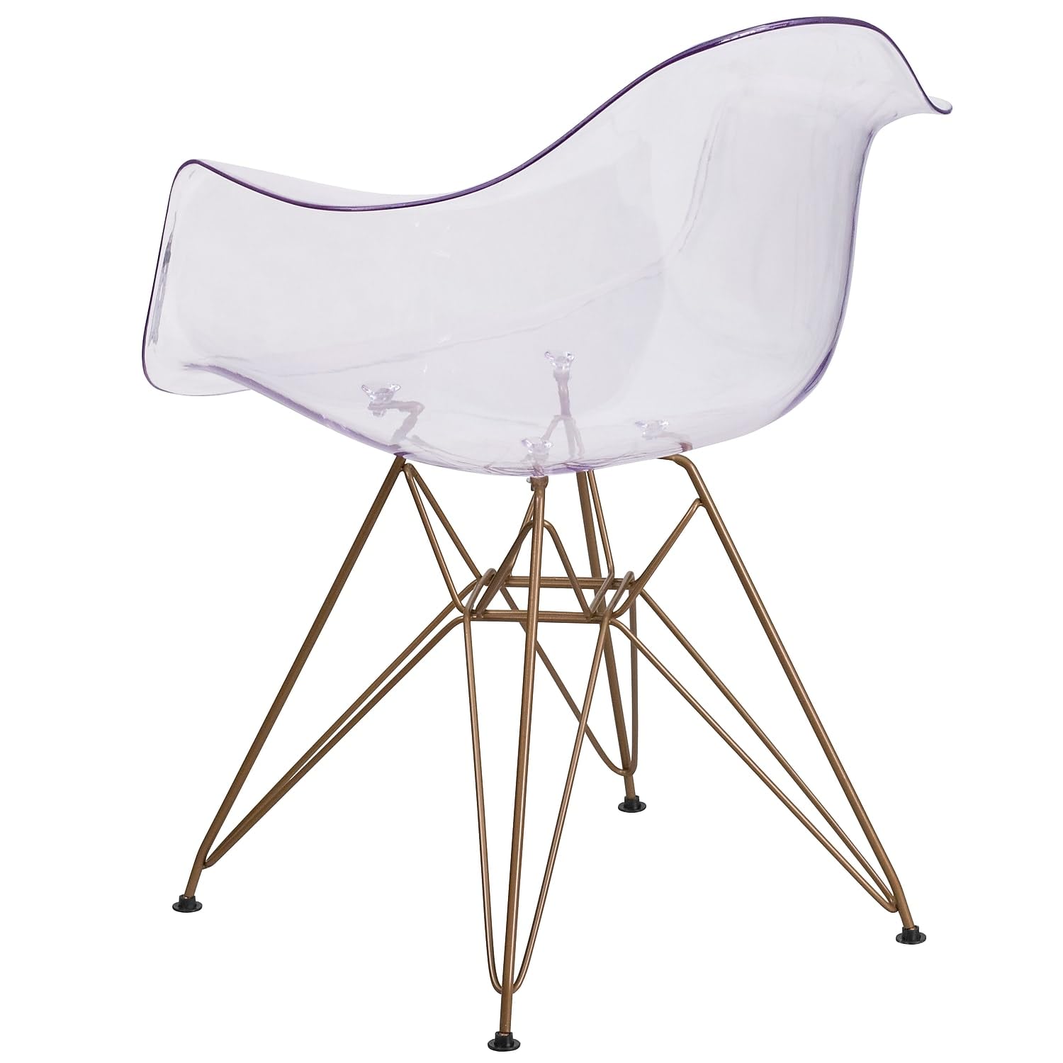 Flash Furniture Allure Series Transparent Acrylic Side Chair with Gold Metal Base - Modern Dining, Office, or Conference Room Seating
