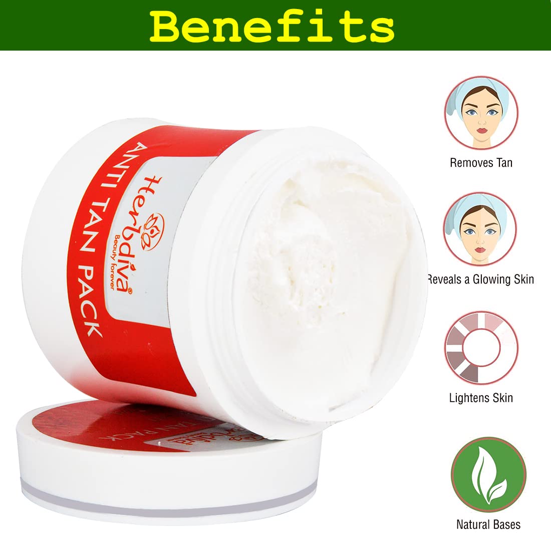 Herbdiva Anti-Tan Face Pack 250ml - Enriched with Clove Oil & Milk Protein for Tan Removal & Skin Brightening | Natural Beauty Treatment for Glowing Skin | Perfect for Daily Skincare & Sun Damage Repair