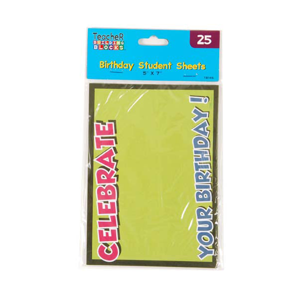 25-Pack Birthday Student Sheets 5