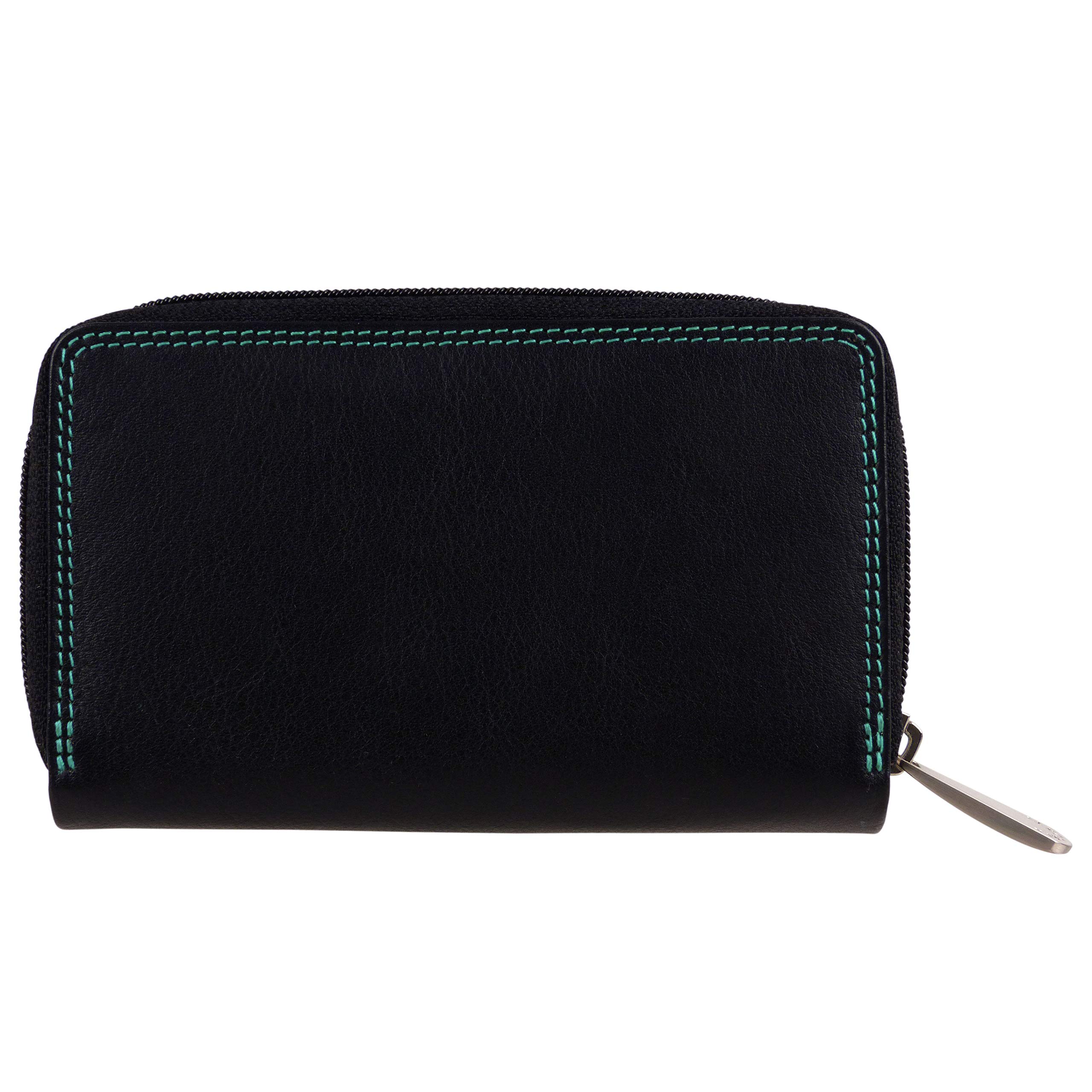 Women's Soft Leather & Aqua Two Tone Purse Wallet - Stylish Crossbody Bag for Everyday Use, Travel & Shopping