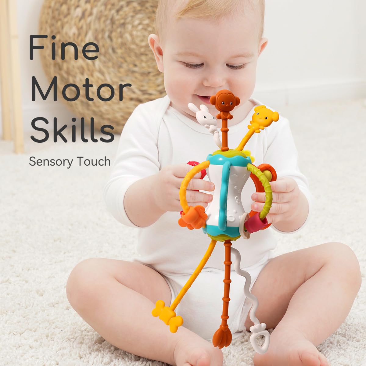 **Montessori Airplane Travel Toys for Toddlers 1-3 Years - Sensory Pull String Baby Toys for Boys & Girls 6-12 Months - Silicone Car Seat & Stroller Essentials - Perfect for Long Flights & Road Trips**