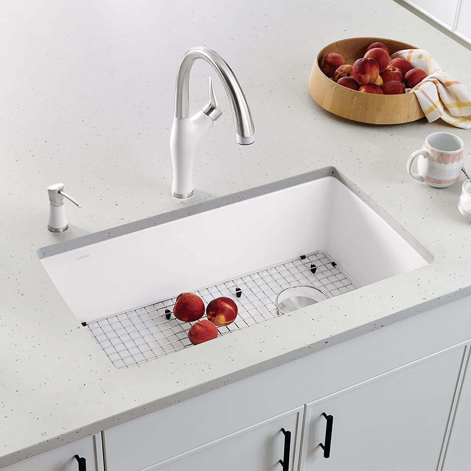 Blanco Diamond Super Single Dual Mount SILGRANIT Kitchen Sink - Premium Undermount or Drop-In Stainless Steel Sink for Modern Kitchens | Perfect for Food Prep, Dishwashing & Entertaining