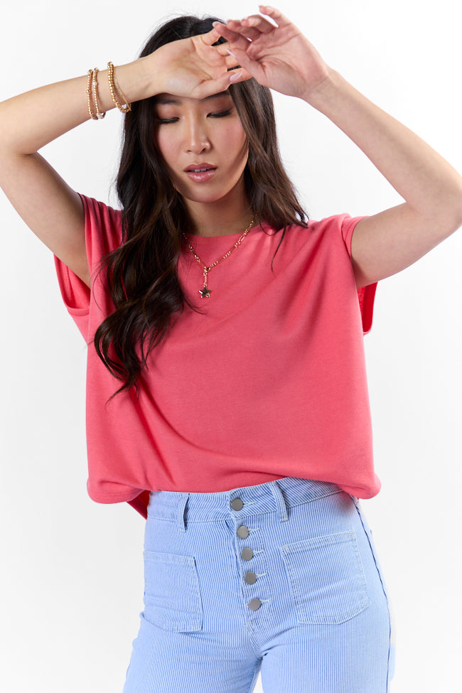My Type Of Coral Knit Tee - Soft Comfortable Women's T-Shirt | Casual Wear, Beach Outfits & Summer Fashion