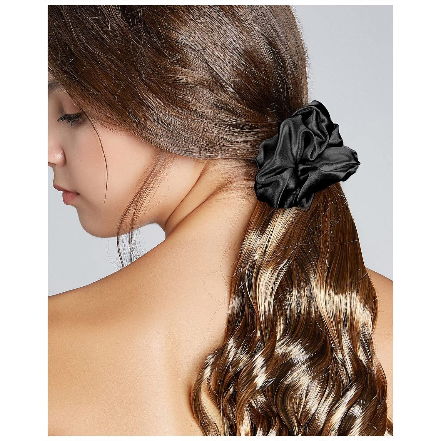 FAMEZA 12 Pack No Hurt Hair Ties - Soft Elastic Ponytail Holders for Women & Girls, Hair Bands & Bows Ropes Hair Accessories (Black) - Perfect for School, Workout, Yoga and Daily Styling
