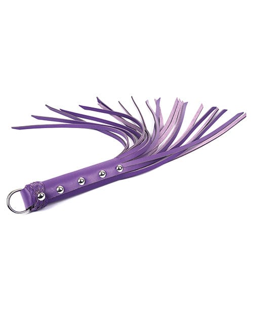 Spartacus 20 Inch Purple Leather Strap Whip with Studded Handle - BDSM Flogger for Sensual Play, Spanking & Adult Bondage - Perfect for Couples & Fetish Enthusiasts