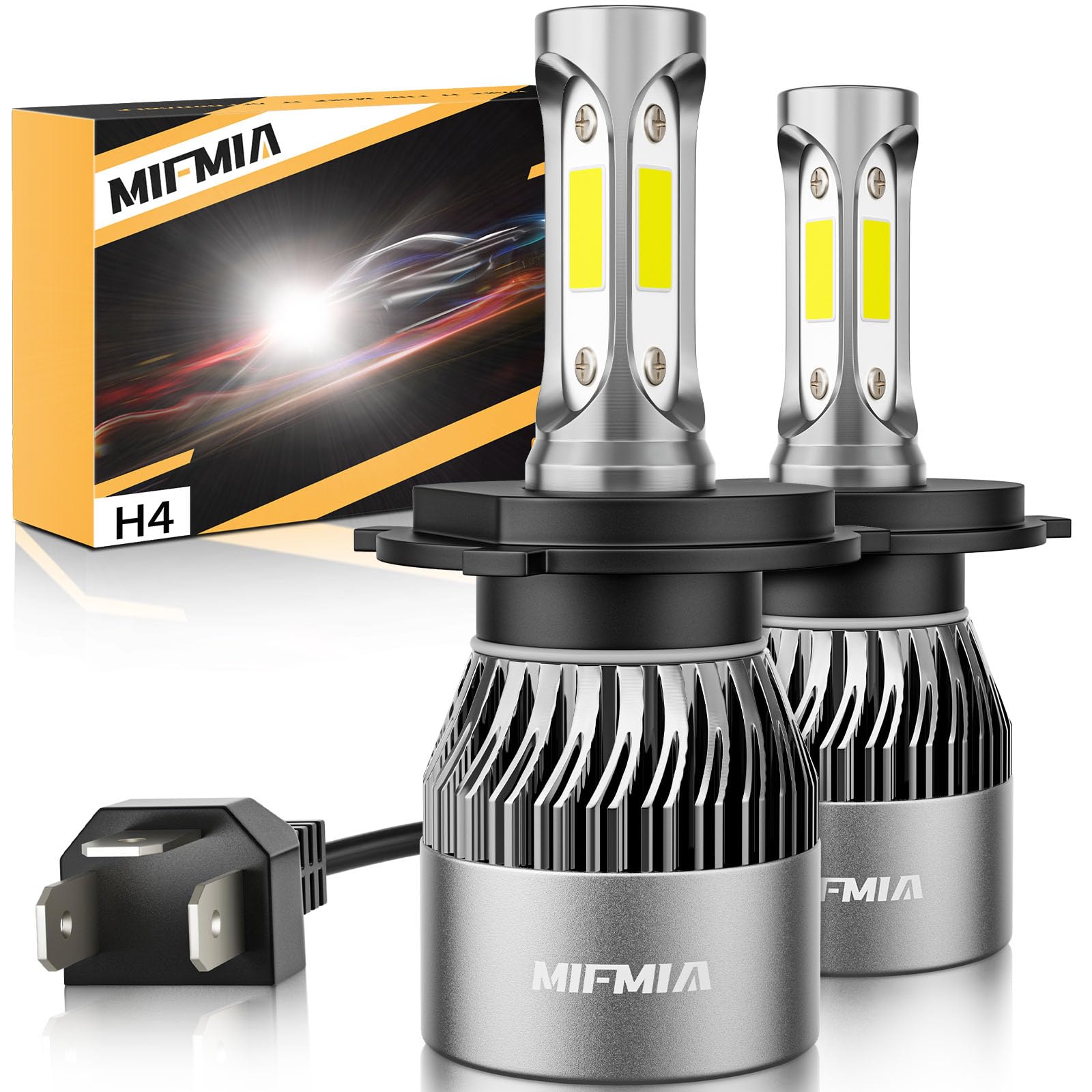 H4 LED Bulb 34000LM Super Bright 9003 LED Headlight Bulbs - 6500K Cool White IP68 Waterproof Plug and Play - Pack of 2 - Perfect for Interior Lights, License Plate Lights, and Off-Road Vehicles