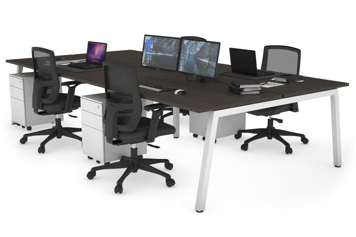 Quadro 4-Person Office Workstation Desk - 1200L x 800W with Cable Management Scallop - Perfect for Collaborative Workspaces, Team Meetings & Open Office Environments