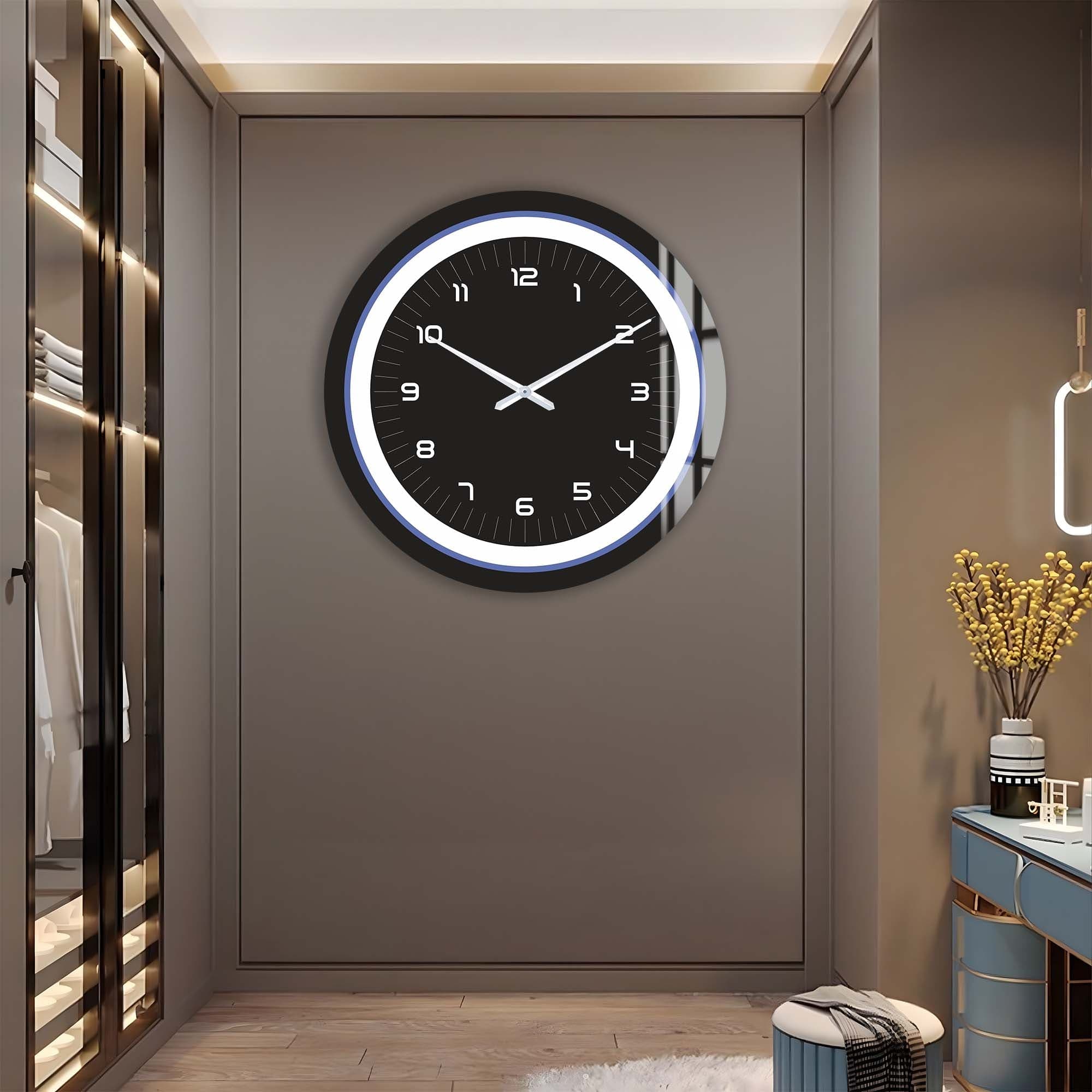 Sapphire Touch III Premium Glass Wall Clock - Elegant Home & Office Decor for Living Room, Bedroom, Kitchen | Silent Non-Ticking Modern Design