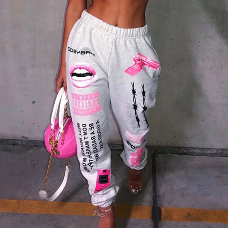 Women's Fashion Elastic Waist Printed Harem Pants - Casual Joggers & Sweatpants for Yoga, Lounge & Streetwear | Comfortable Workout & Leisure Pants