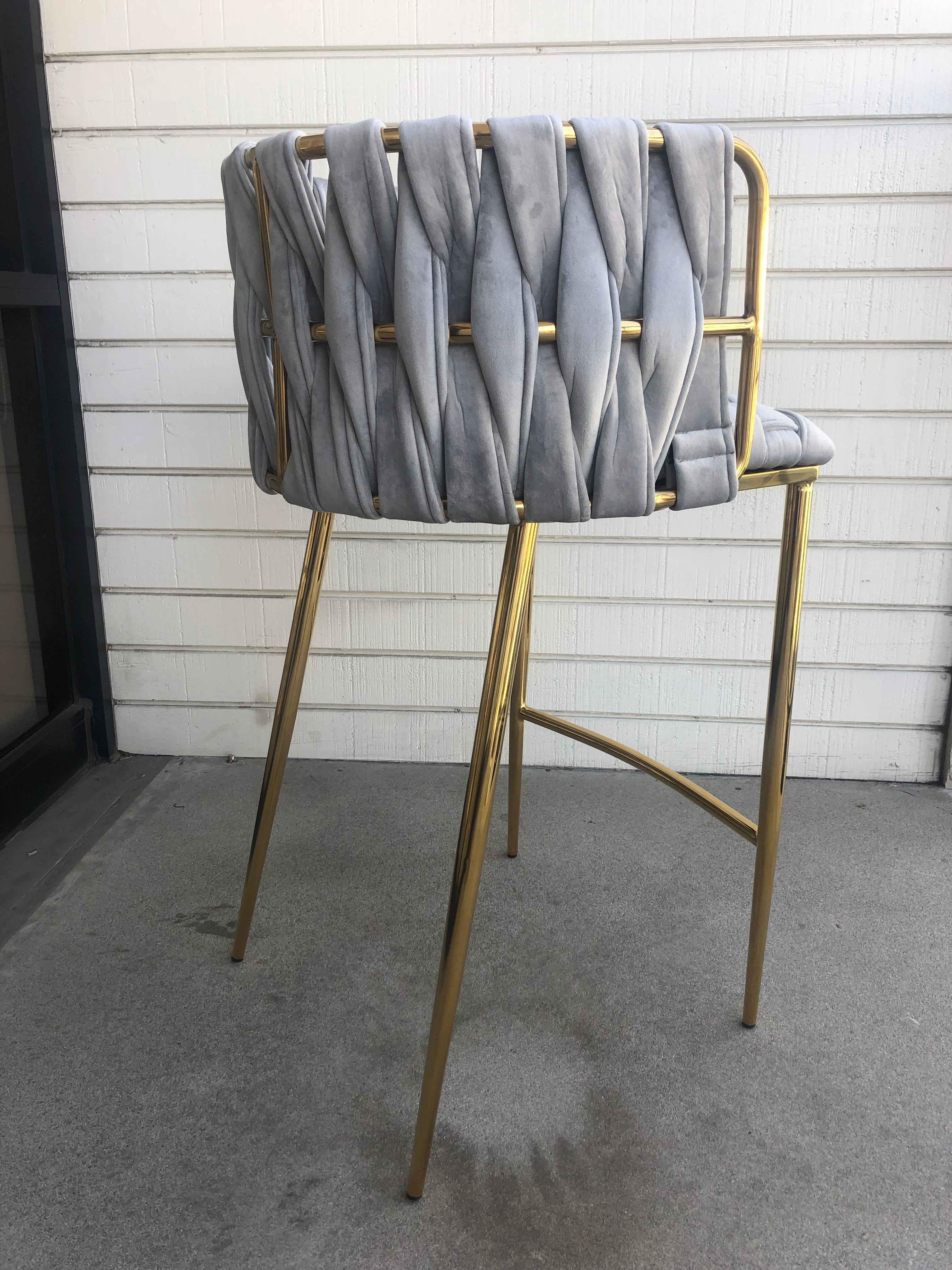 Milano Counter Chair in Gray and Gold - Modern Bar Stool for Kitchen Island, Breakfast Nook & Home Decor
