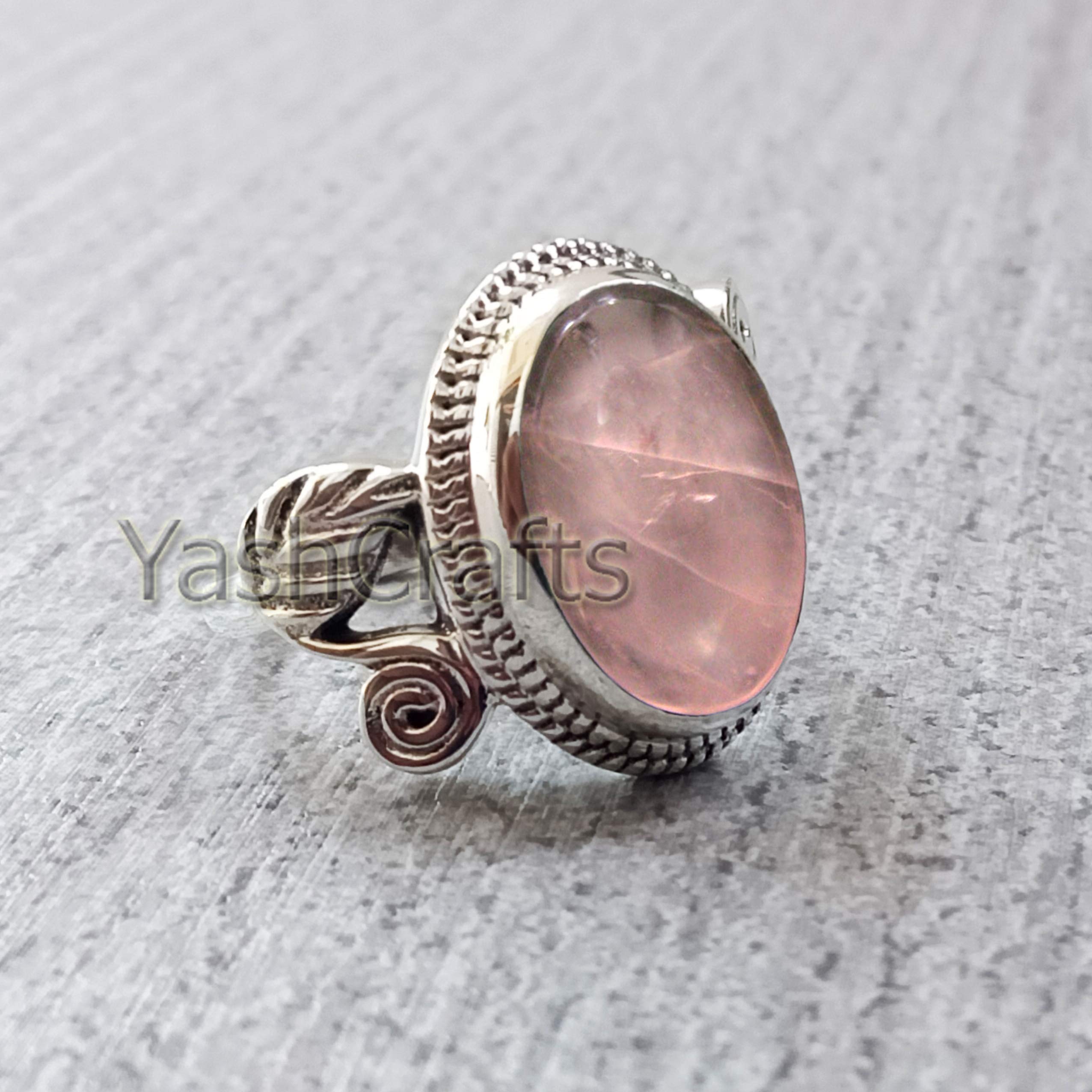 Natural Rose Quartz Ring for Women - 925 Sterling Silver Oval Gemstone Jewelry for Healing, Love & Positive Energy - Perfect for Gifts, Meditation & Everyday Wear