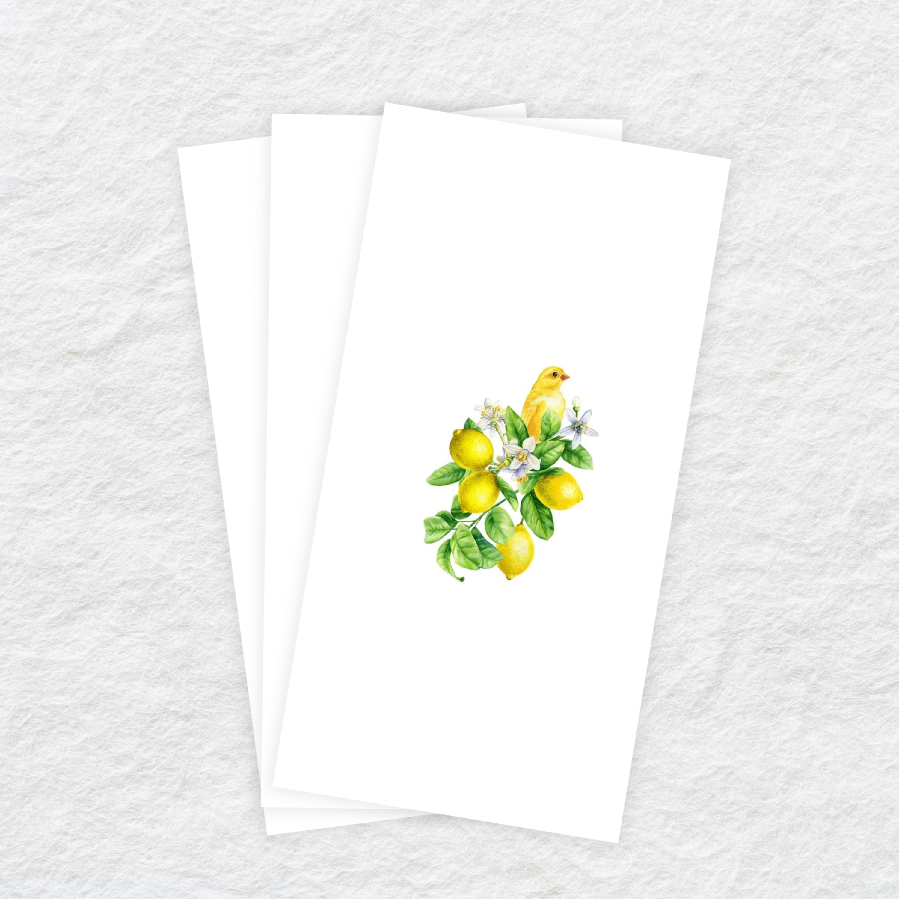 Disposable Linen-Like Paper Guest Towels - 16 Pack | Lemon Bird Foliage Design | Perfect for Parties, Weddings & Upscale Events
