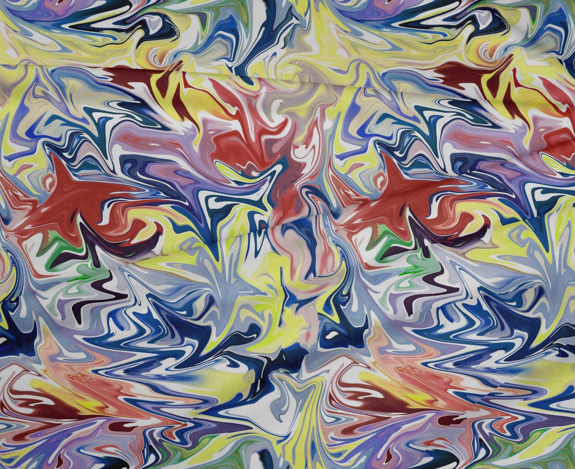 oneOone Polyester Spandex Yellow Abstract Print Fabric - 56 Inch Wide Textured Material for DIY Clothing, Quilting & Craft Projects | Perfect for Dresses, Curtains & Home Decor