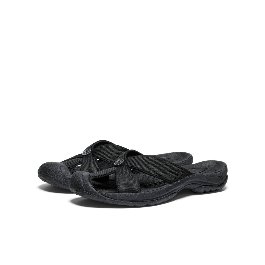 Bali Women's Comfort Slide Sandals - Black & Steel Grey | Soft Cushioned Flip Flops for Beach, Pool, Spa & Casual Wear