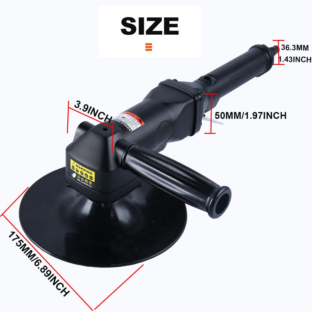7-Inch Heavy Duty Pneumatic Air Sander/Polisher - Lightweight 5.47 lbs, Adjustable Speed up to 4500 RPM - Perfect for Automotive Detailing, Woodworking & Metal Polishing
