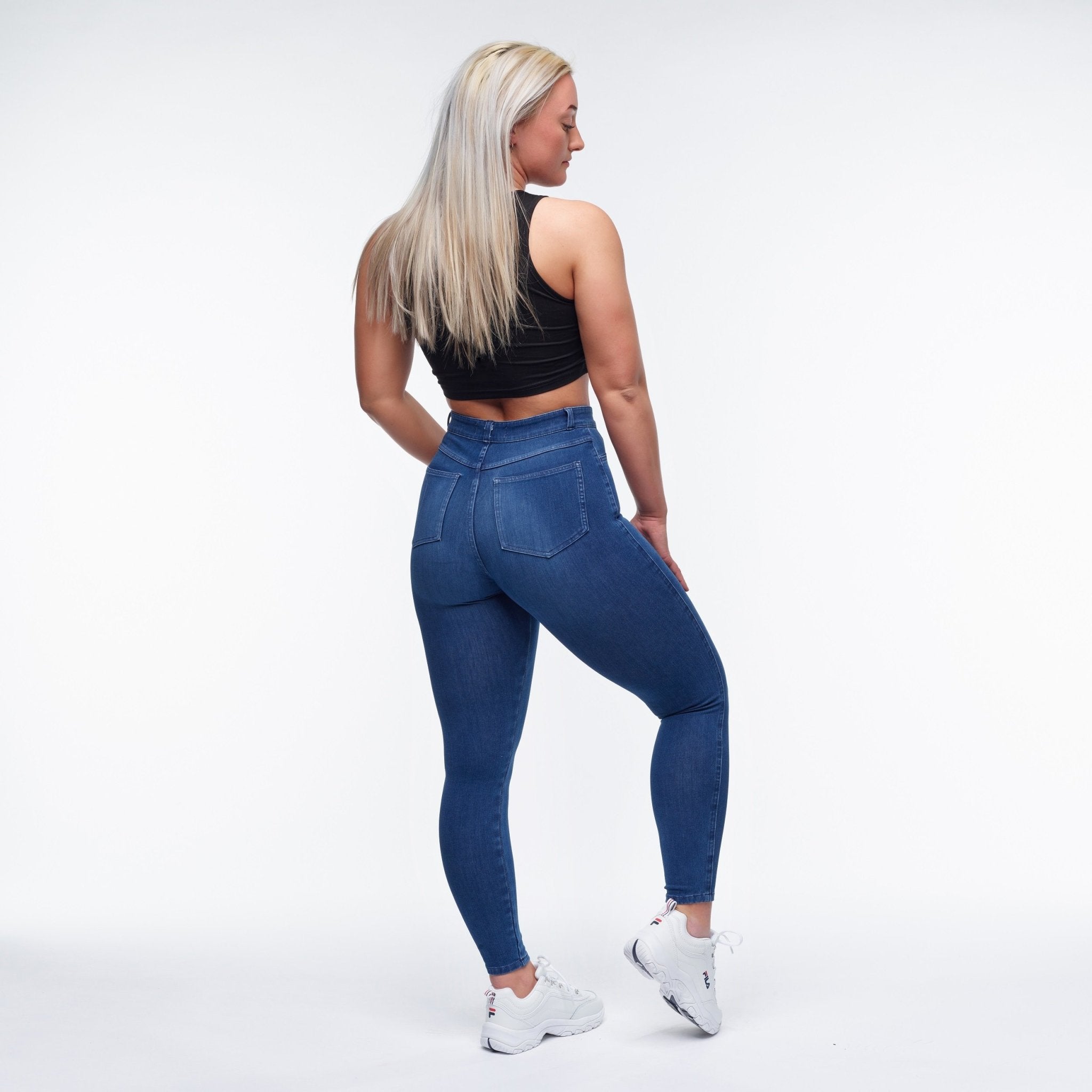 Best High Waisted Jeans for Women - Dark Blue Denim Skinny Jeans - Comfortable & Stretchy - Perfect for Casual Wear, Office & Night Out