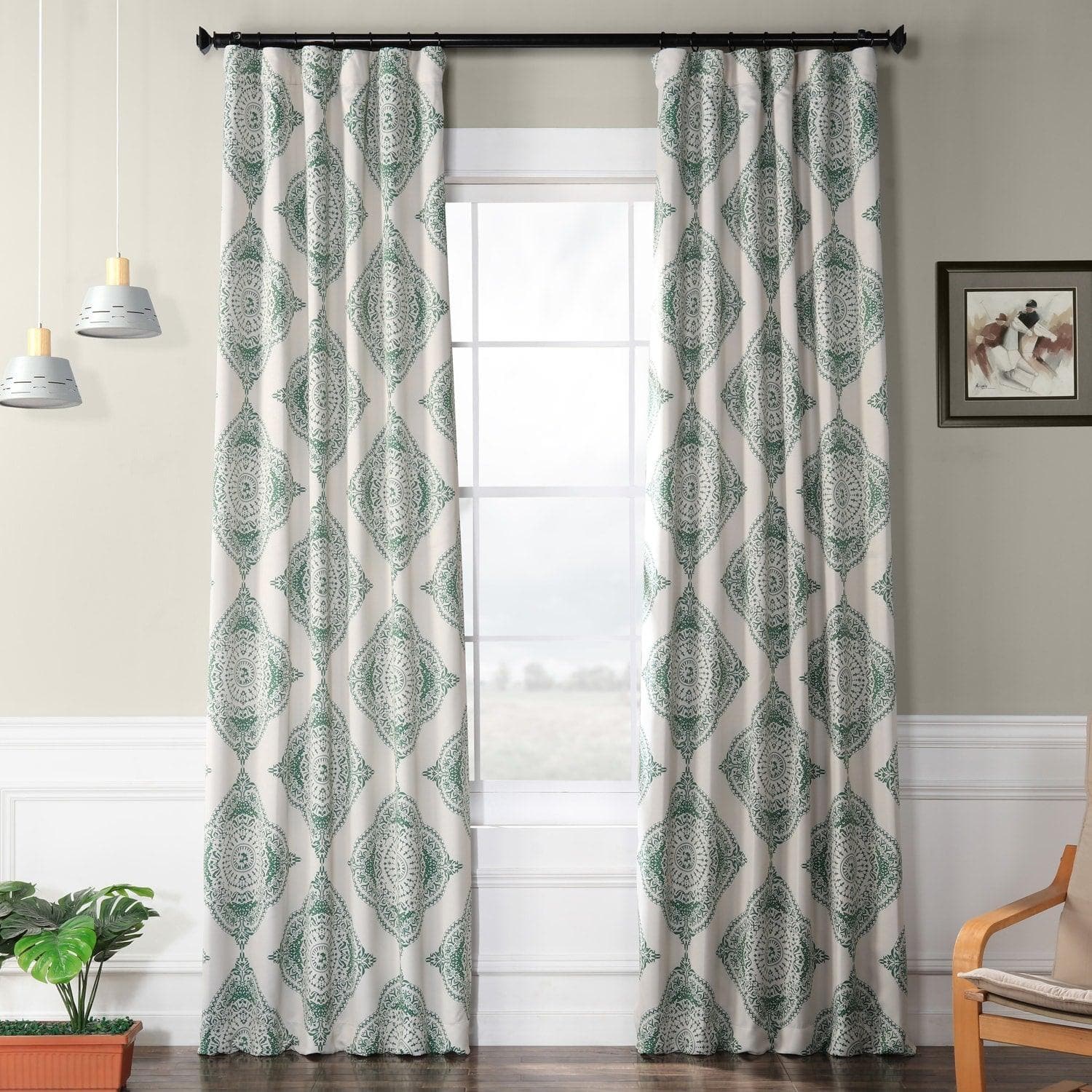Henna Clover Emblem Blackout Curtains for Bedroom - Light Blocking Thermal Insulated Window Drapes for Nursery, Living Room & Home Decor
