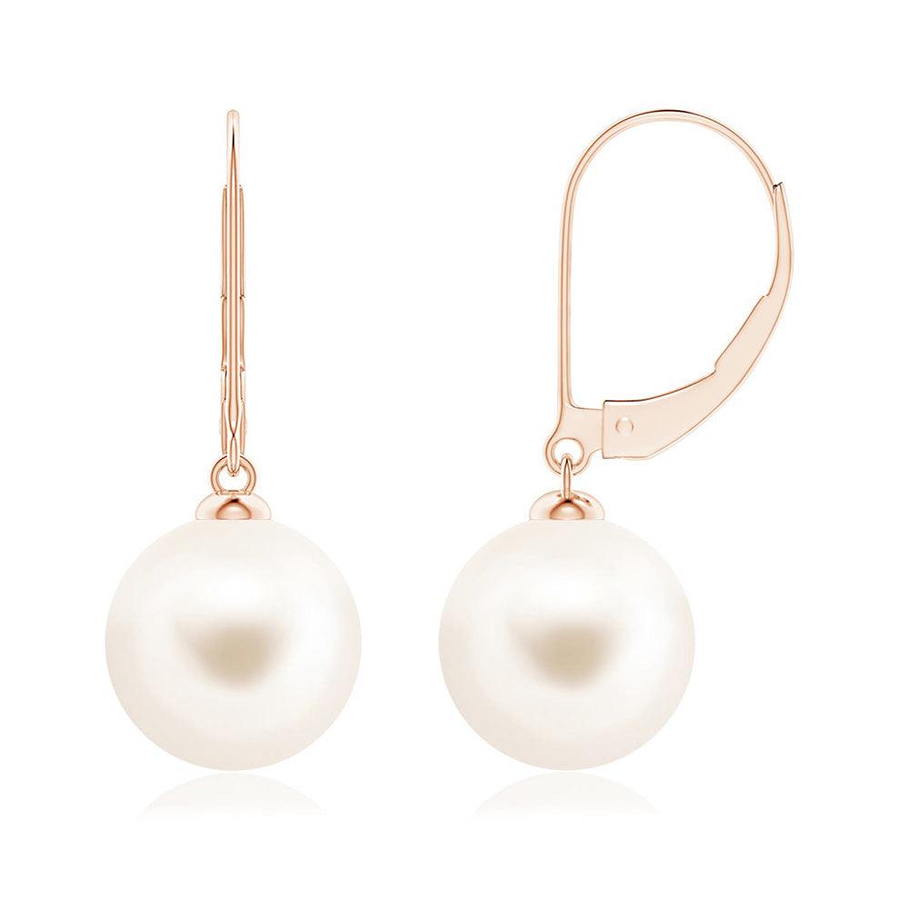 8mm Freshwater Cultured Pearl Leverback Earrings for Women - Elegant Dangle Earrings for Wedding, Party & Special Occasions