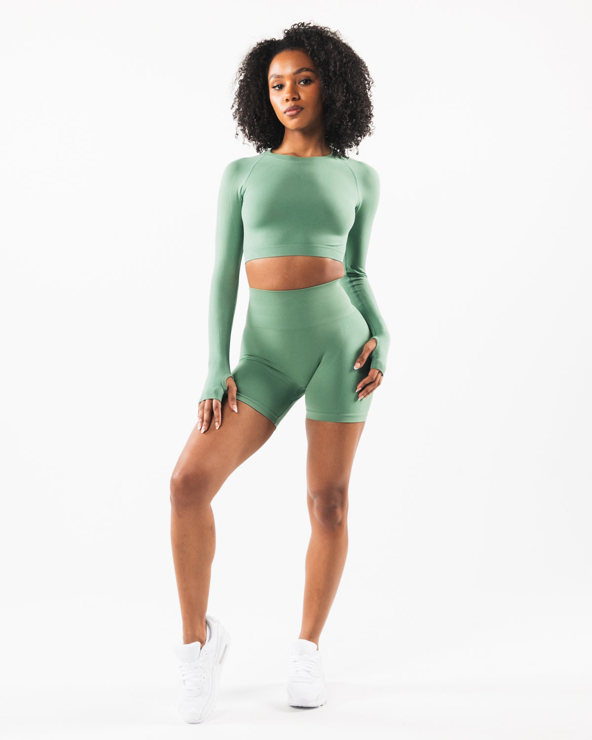 Stratus LS Crop Jade - Lightweight Women's Running Top for Yoga, Gym & Outdoor Workouts - Breathable & Moisture-Wicking Activewear