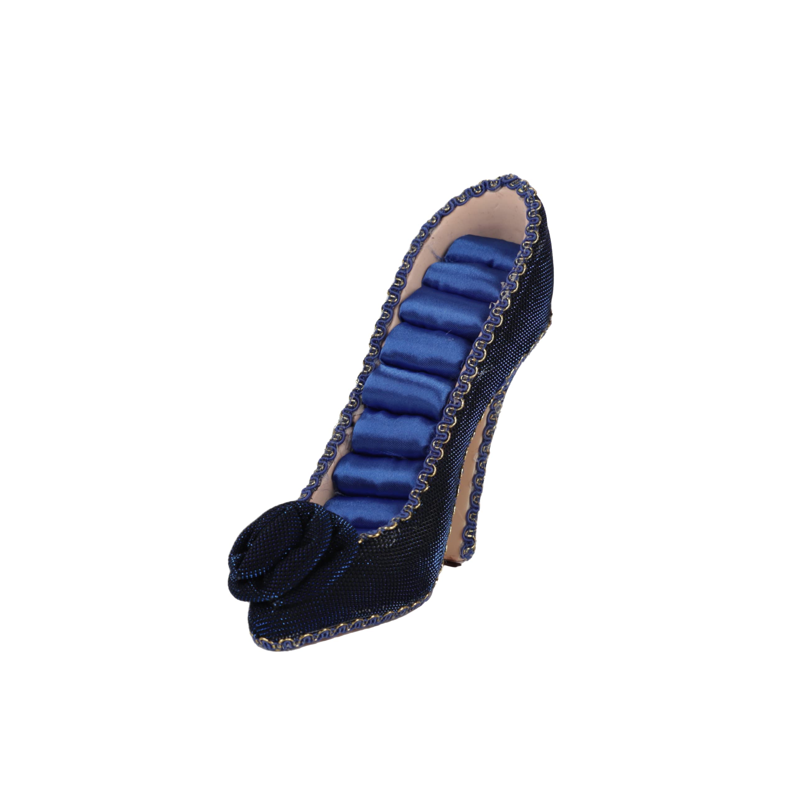 7-Ring Sparkly High Heel Shoe Ring Holder with Flower Design - Elegant Jewelry Organizer for Women | Perfect for Dressing Table, Vanity Display & Gift Giving