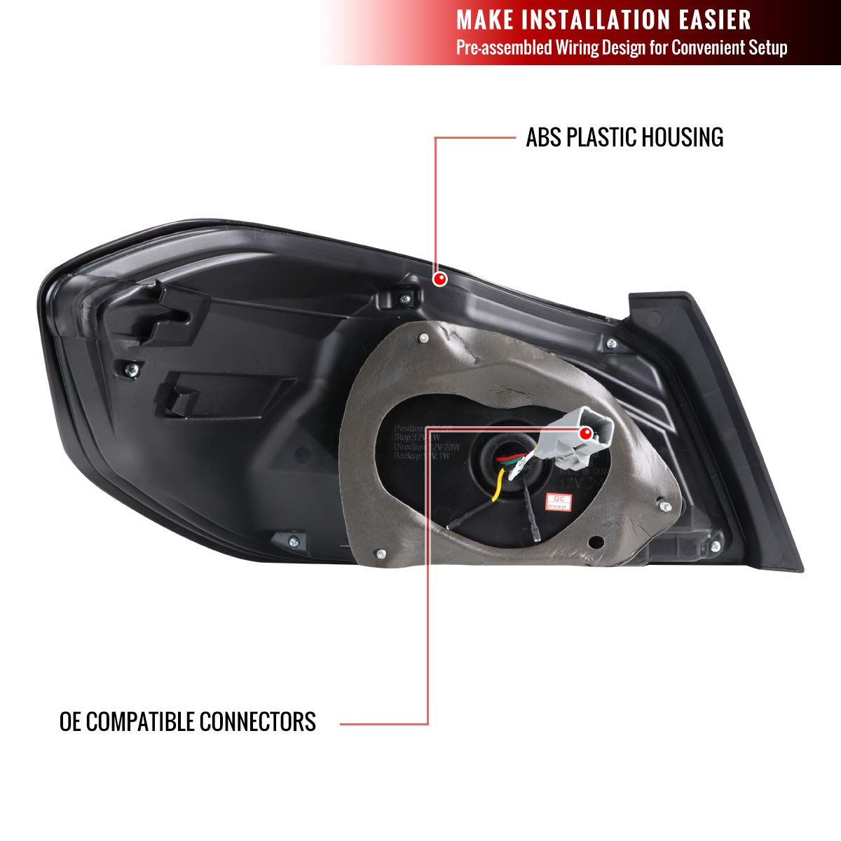 Black Sequential LED Tail Lights for 2015-2021 Subaru WRX - Smoked Brake Lamps with Turn Signal & Reverse Light - Perfect for Night Driving & Car Customization
