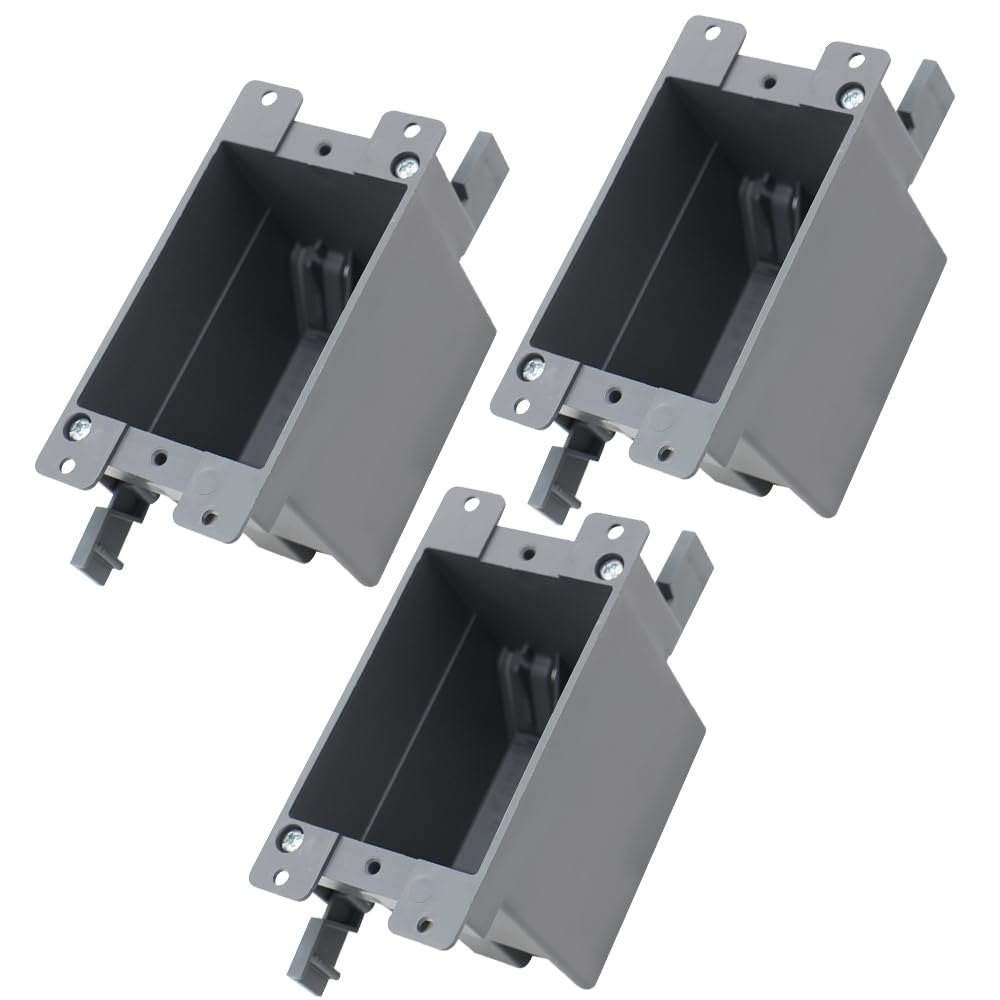 Old Work Electrical Outlet Box 1 Gang, 14cu Inch, ETL & Fire Rated - for Home Renovation & Wiring (3 Pack)